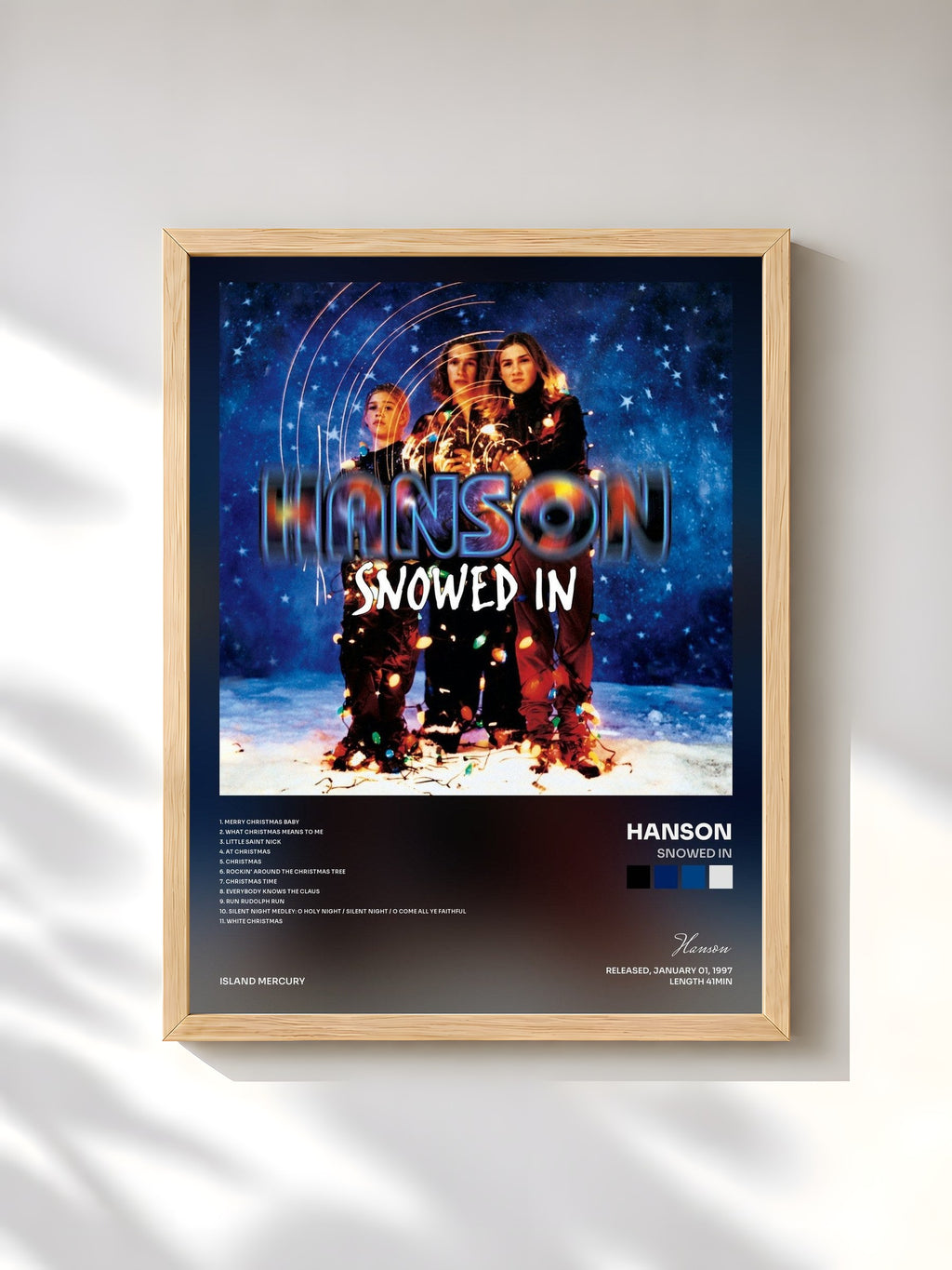 #bois Tableau de l'album Snowed In de Hanson, cadre en bois brut, imprimé et encadré en France