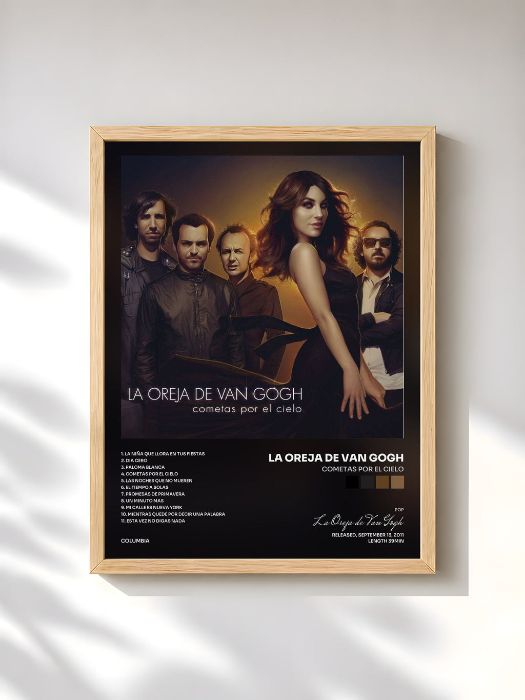 #bois Tableau de l'album Cometas Por El Cielo de La Oreja de Van Gogh, cadre en bois brut, imprimé et encadré en France