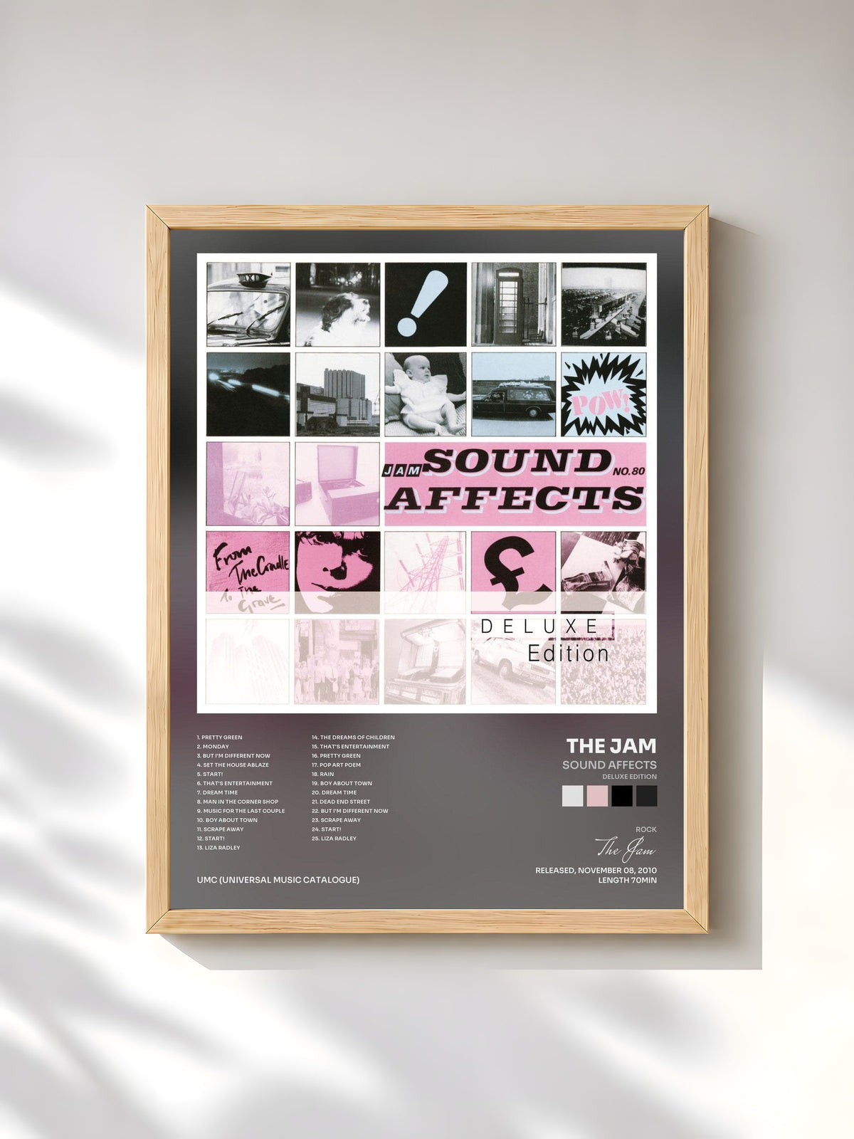 #bois Tableau de l'album Sound Affects (Deluxe Edition) de The Jam, cadre en bois brut, imprimé et encadré en France