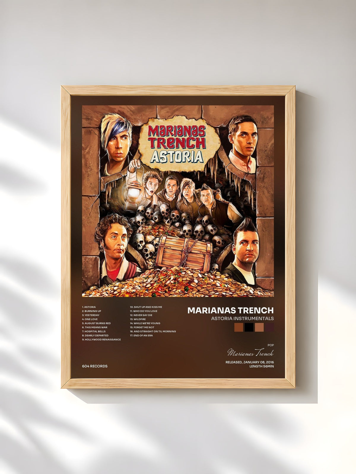 #bois Tableau de l'album Astoria Instrumentals de Marianas Trench, cadre en bois brut, imprimé et encadré en France