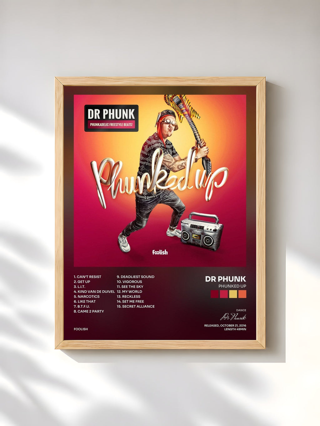 #bois Tableau de l'album Phunked Up de Dr Phunk, cadre en bois brut, imprimé et encadré en France