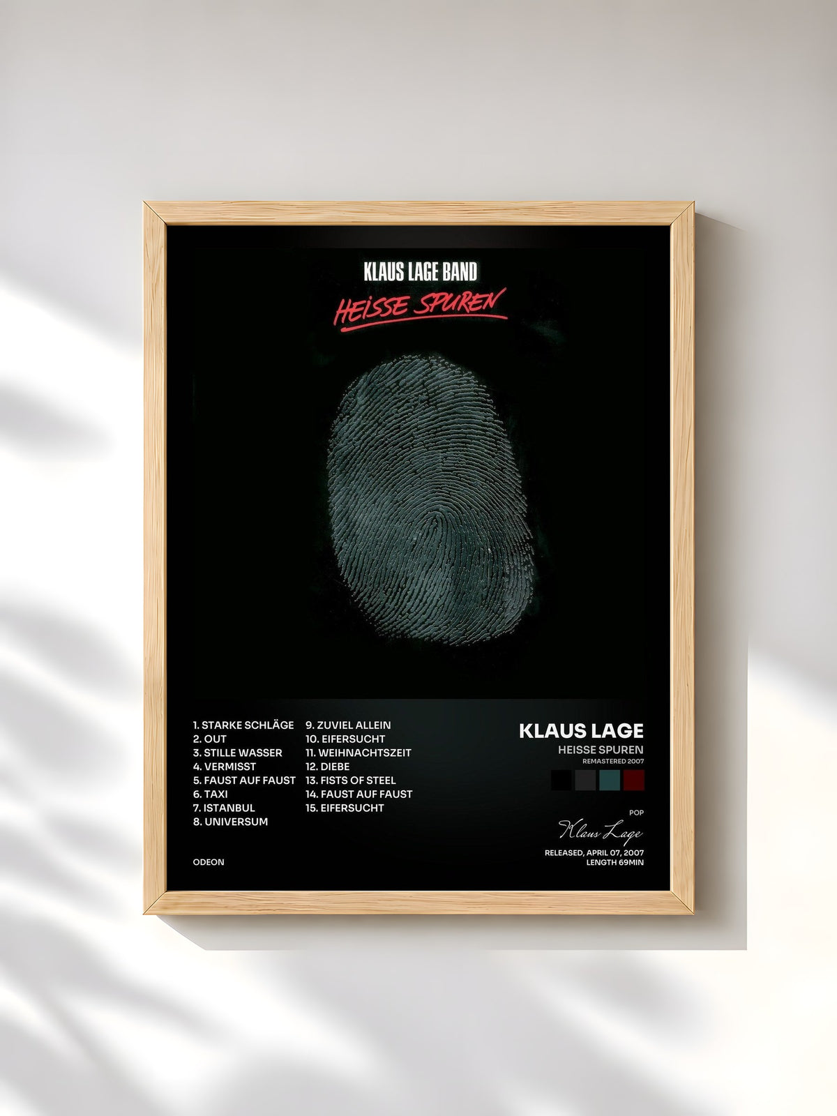 #bois Tableau de l'album Heiße Spuren (Remastered 2007) de Klaus Lage, cadre en bois brut, imprimé et encadré en France