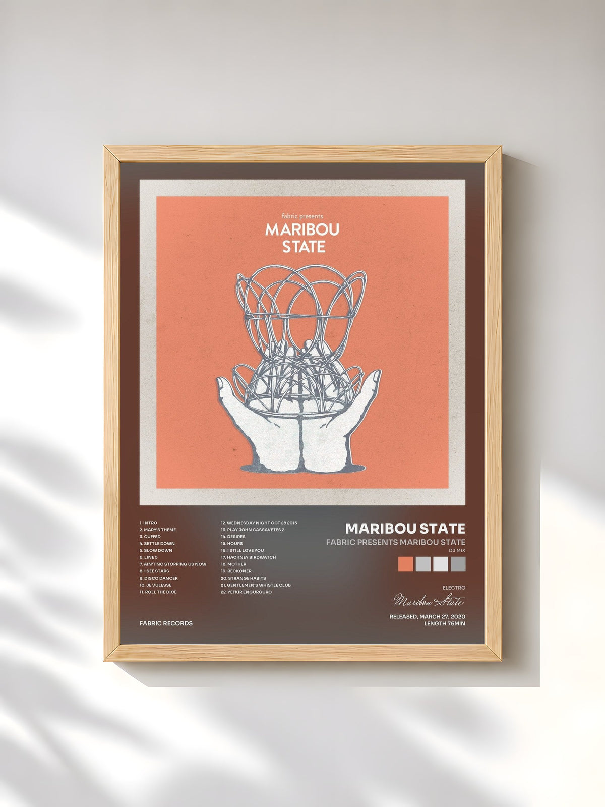 #bois Tableau de l'album fabric presents Maribou State (DJ Mix) de Maribou State, cadre en bois brut, imprimé et encadré en France