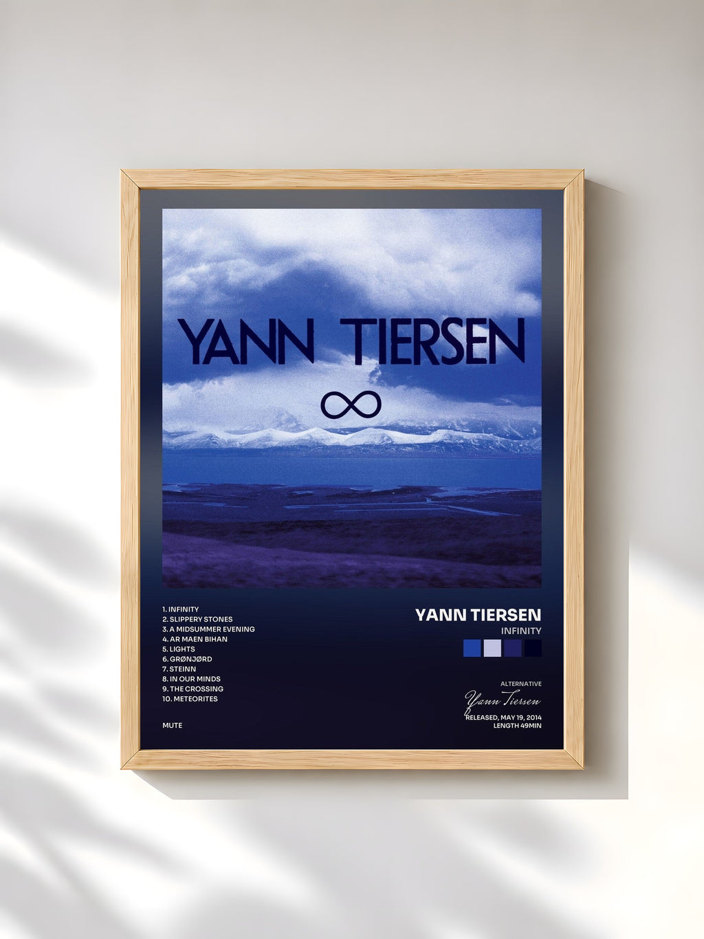 #bois Tableau de l'album Infinity de Yann Tiersen, cadre en bois brut, imprimé et encadré en France
