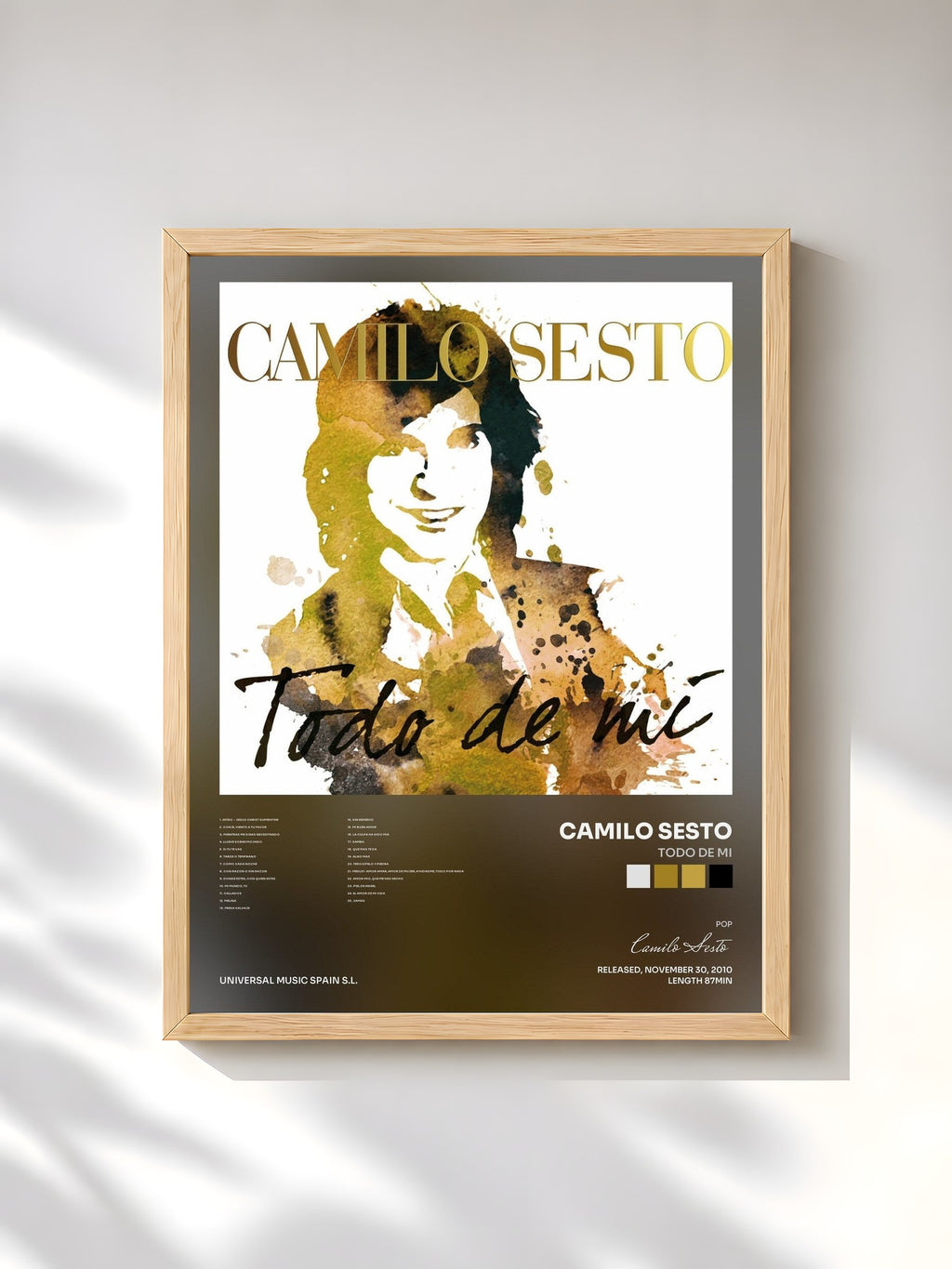 #bois Tableau de l'album Todo De Mi de Camilo Sesto, cadre en bois brut, imprimé et encadré en France