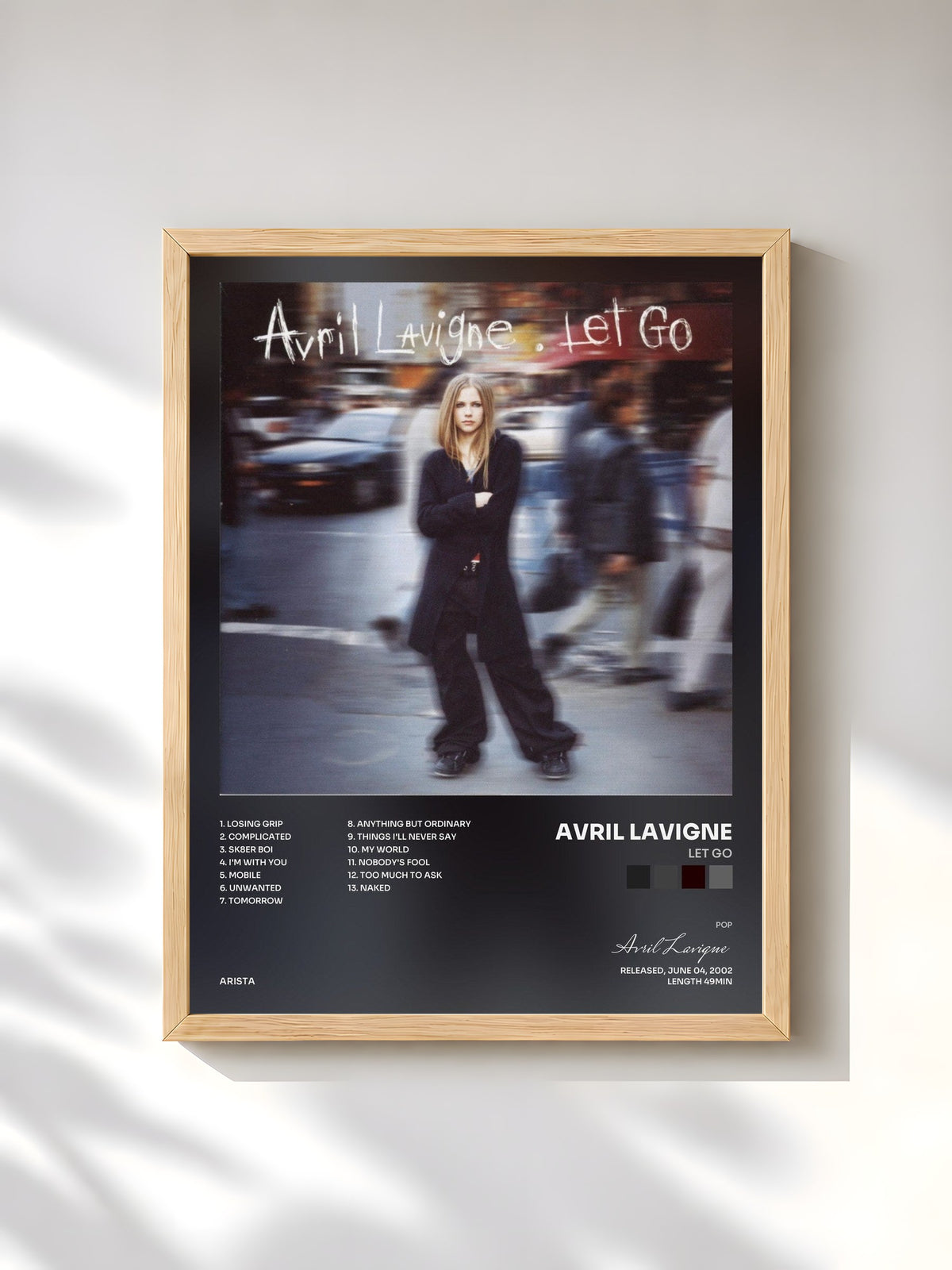 #bois Tableau de l'album Let Go de Avril Lavigne, cadre en bois brut, imprimé et encadré en France