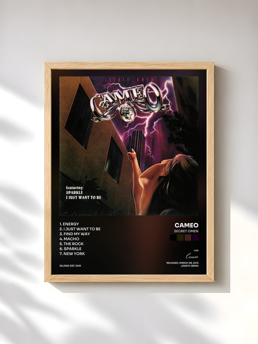 #bois Tableau de l'album Secret Omen de Cameo, cadre en bois brut, imprimé et encadré en France