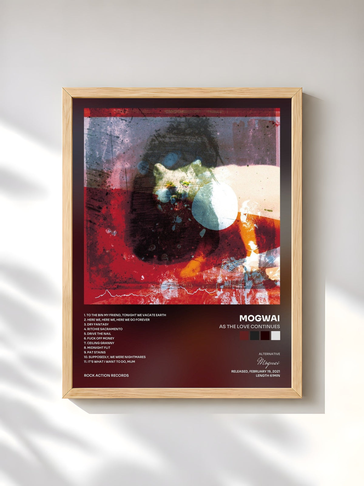 #bois Tableau de l'album As The Love Continues de Mogwai, cadre en bois brut, imprimé et encadré en France