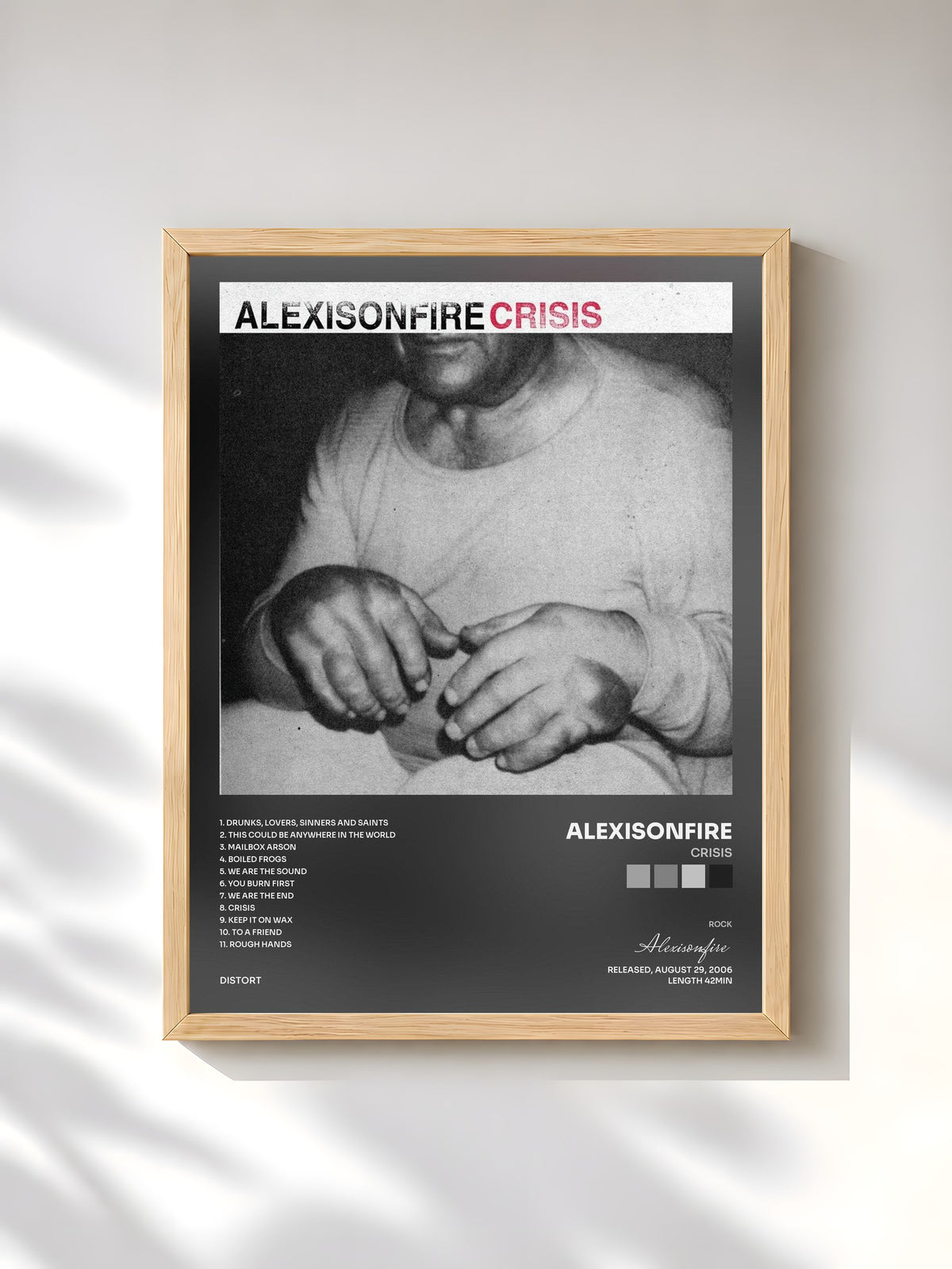 #bois Tableau de l'album Crisis de Alexisonfire, cadre en bois brut, imprimé et encadré en France