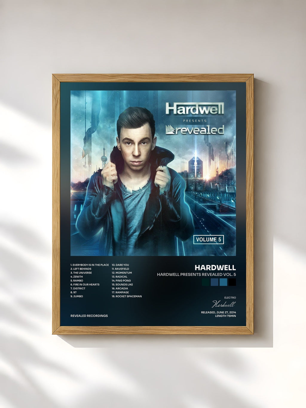 #bois Tableau de l'album Hardwell Presents Revealed Vol. 5 de Hardwell, cadre en bois brut, imprimé et encadré en France