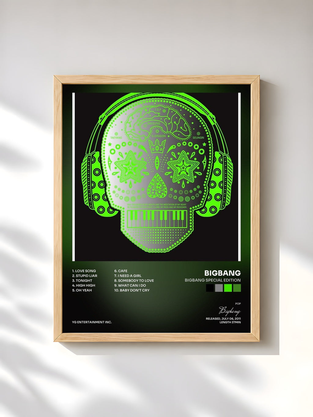 #bois Tableau de l'album BIGBANG Special Edition de Bigbang, cadre en bois brut, imprimé et encadré en France