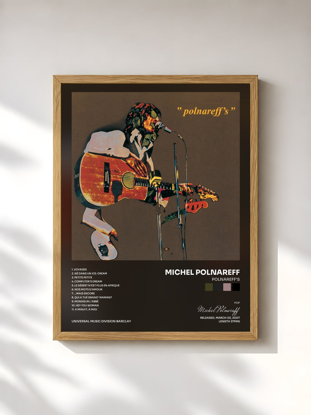 #bois Tableau de l'album Polnareff's de Michel Polnareff, cadre en bois brut, imprimé et encadré en France
