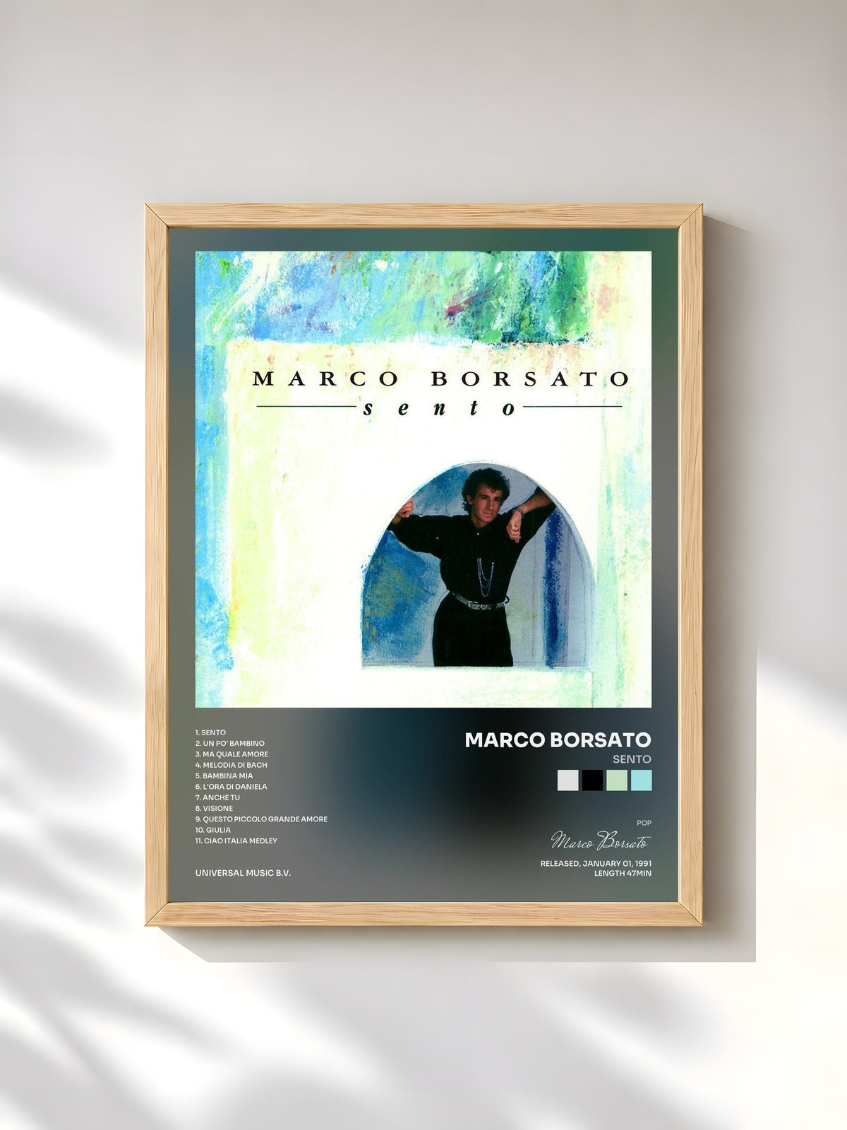 #bois Tableau de l'album Sento de Marco Borsato, cadre en bois brut, imprimé et encadré en France