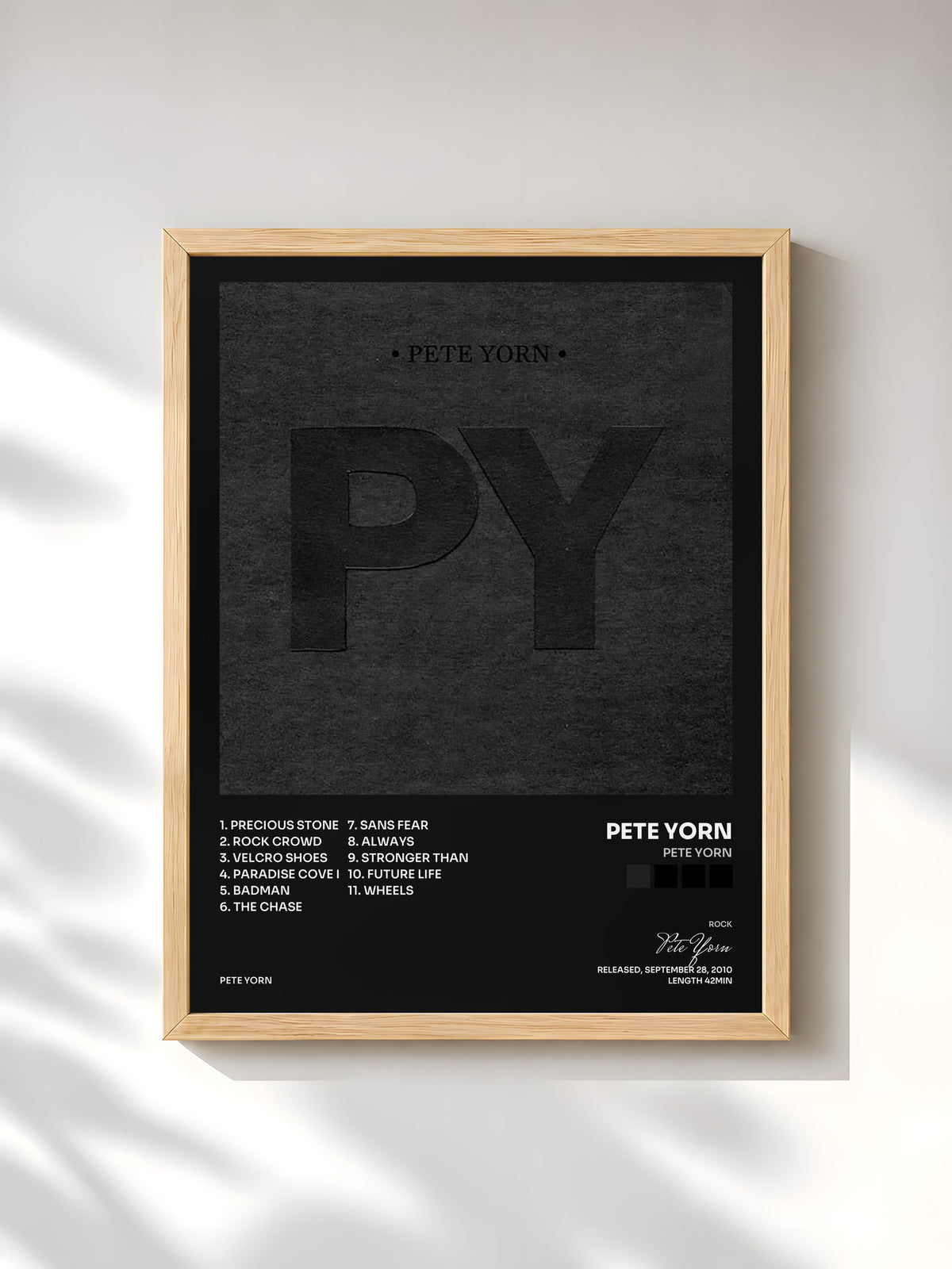#bois Tableau de l'album Pete Yorn de Pete Yorn, cadre en bois brut, imprimé et encadré en France