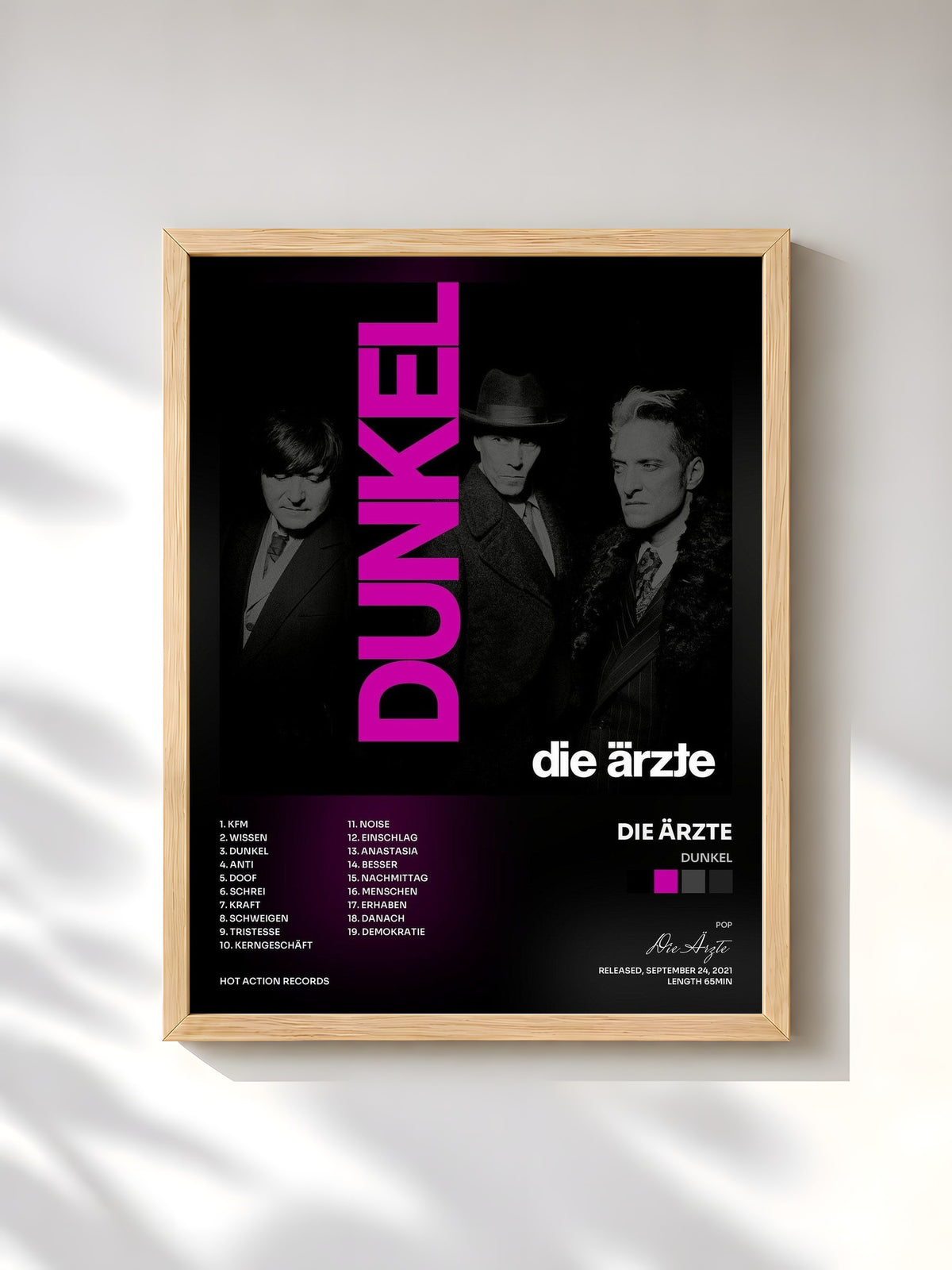 #bois Tableau de l'album DUNKEL de Die Ärzte, cadre en bois brut, imprimé et encadré en France