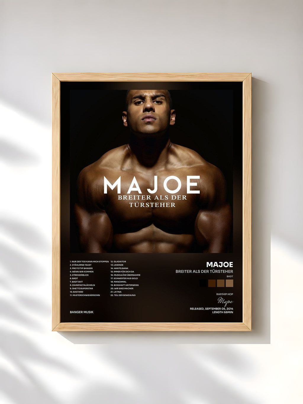 #bois Tableau de l'album Breiter als der Türsteher (BADT) [Deluxe Version] de Majoe, cadre en bois brut, imprimé et encadré en France