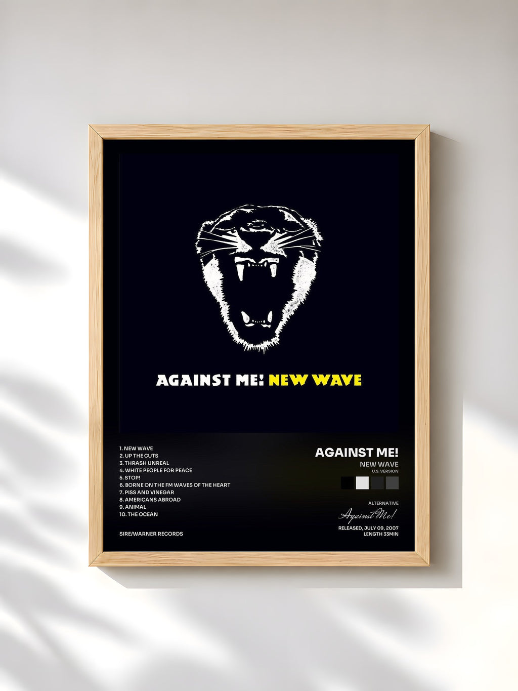 #bois Tableau de l'album New Wave (U.S. Version) de Against Me!, cadre en bois brut, imprimé et encadré en France