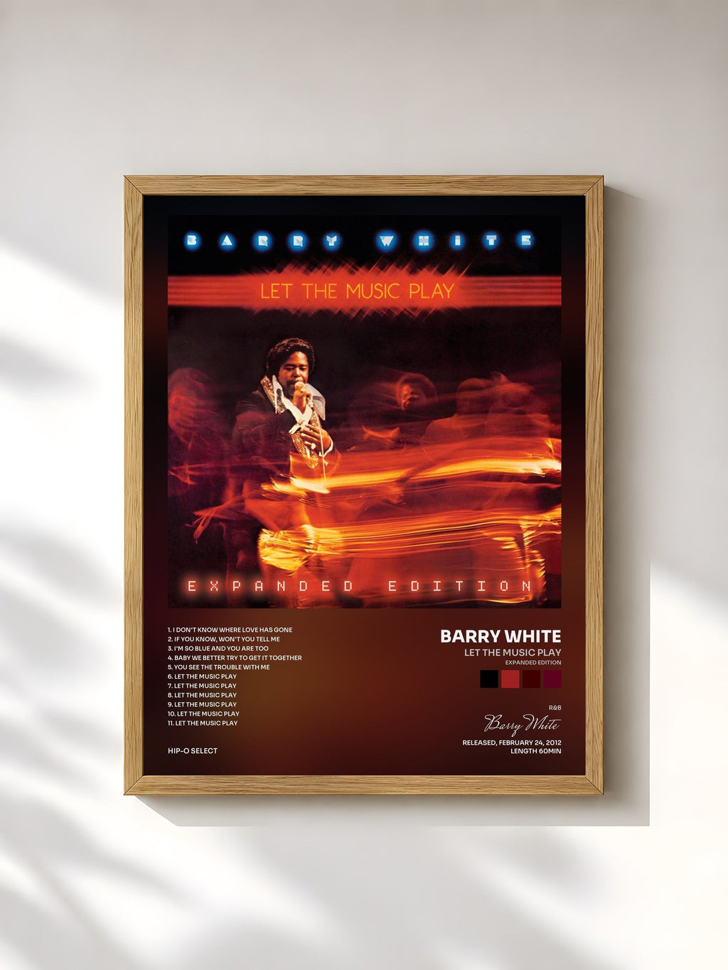#bois Tableau de l'album Let The Music Play (Expanded Edition) de Barry White, cadre en bois brut, imprimé et encadré en France