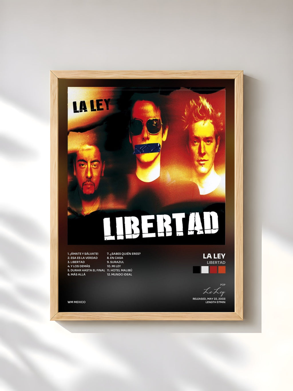 #bois Tableau de l'album Libertad de La Ley, cadre en bois brut, imprimé et encadré en France