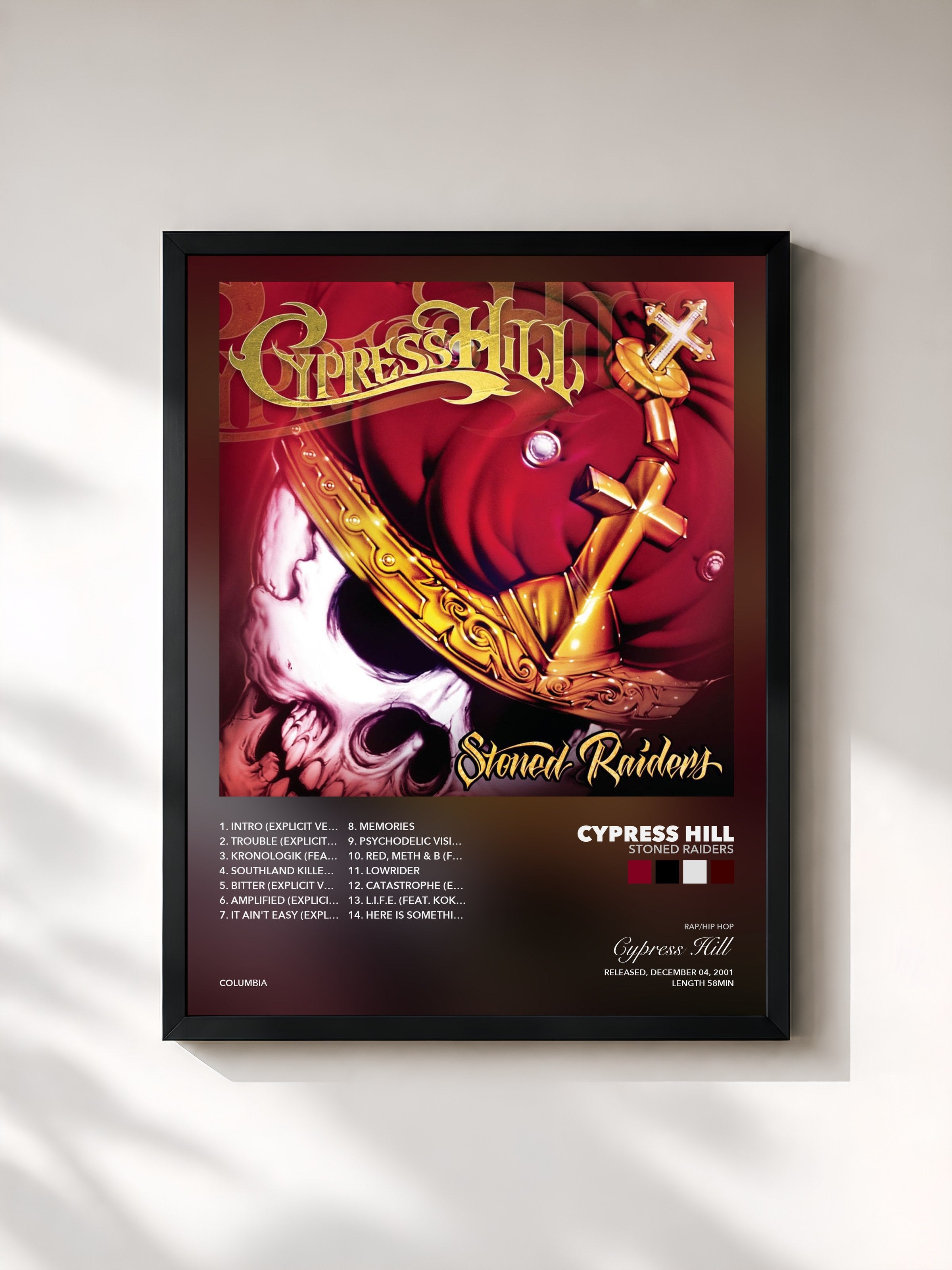Tableau de l'album Stoned Raiders de Cypress Hill, imprimé et encadré en France