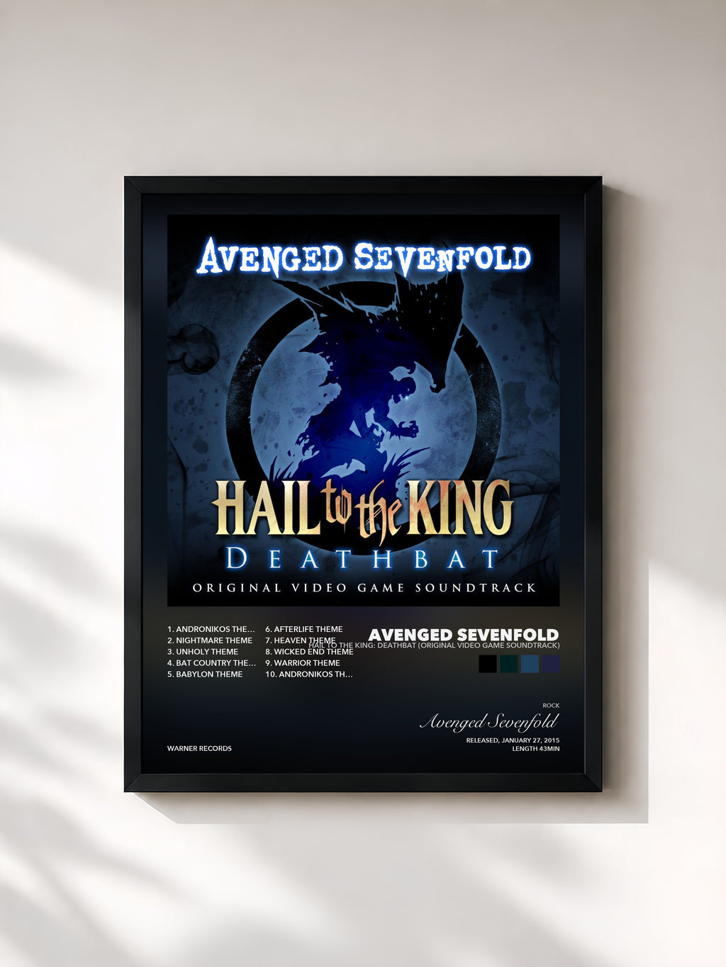 Tableau de l'album Hail to the King: Deathbat (Original Video Game Soundtrack) de Avenged Sevenfold, imprimé et encadré en France