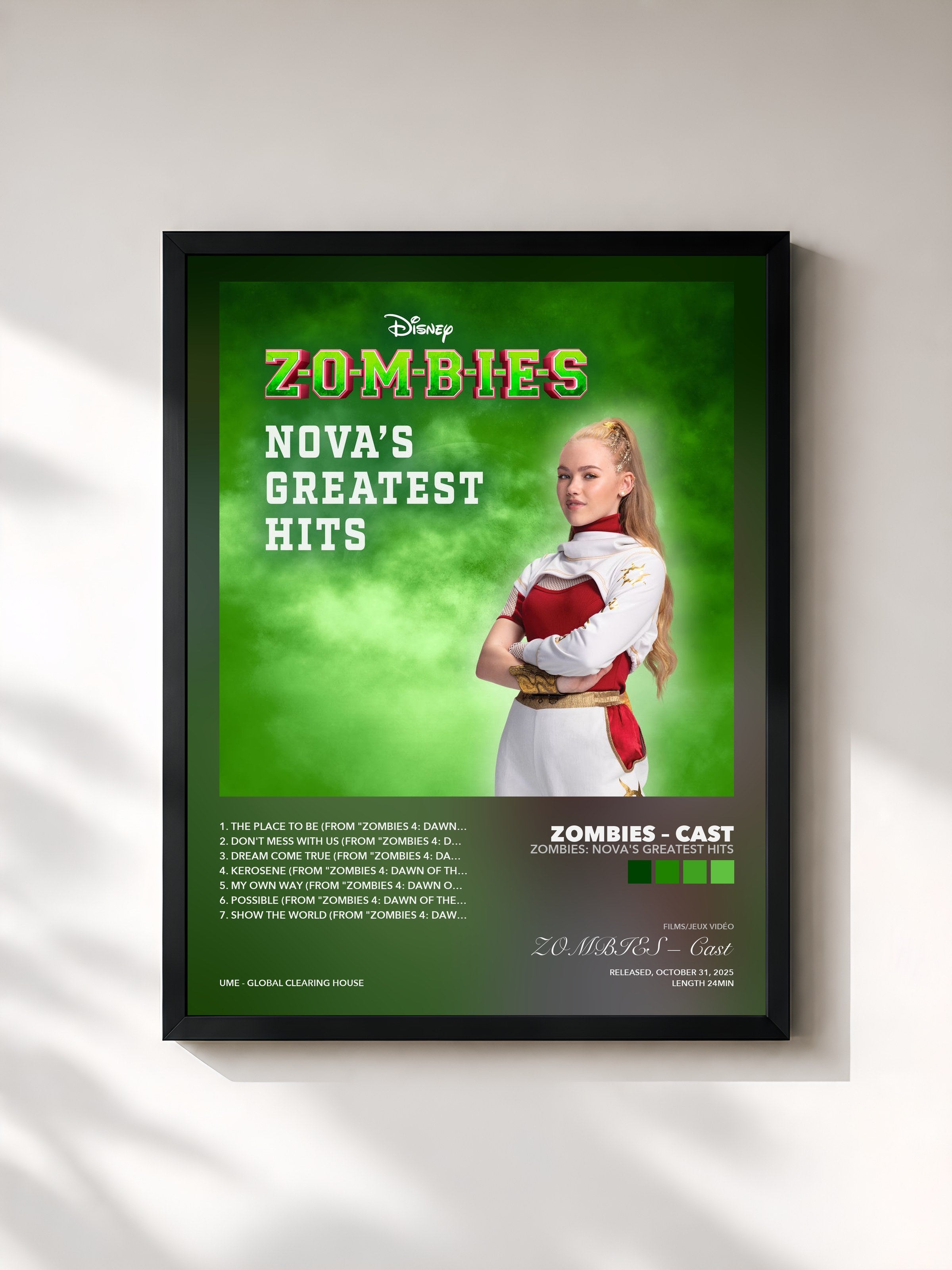 Tableau de l'album Zombies: Nova's Greatest Hits de ZOMBIES – Cast, imprimé et encadré en France