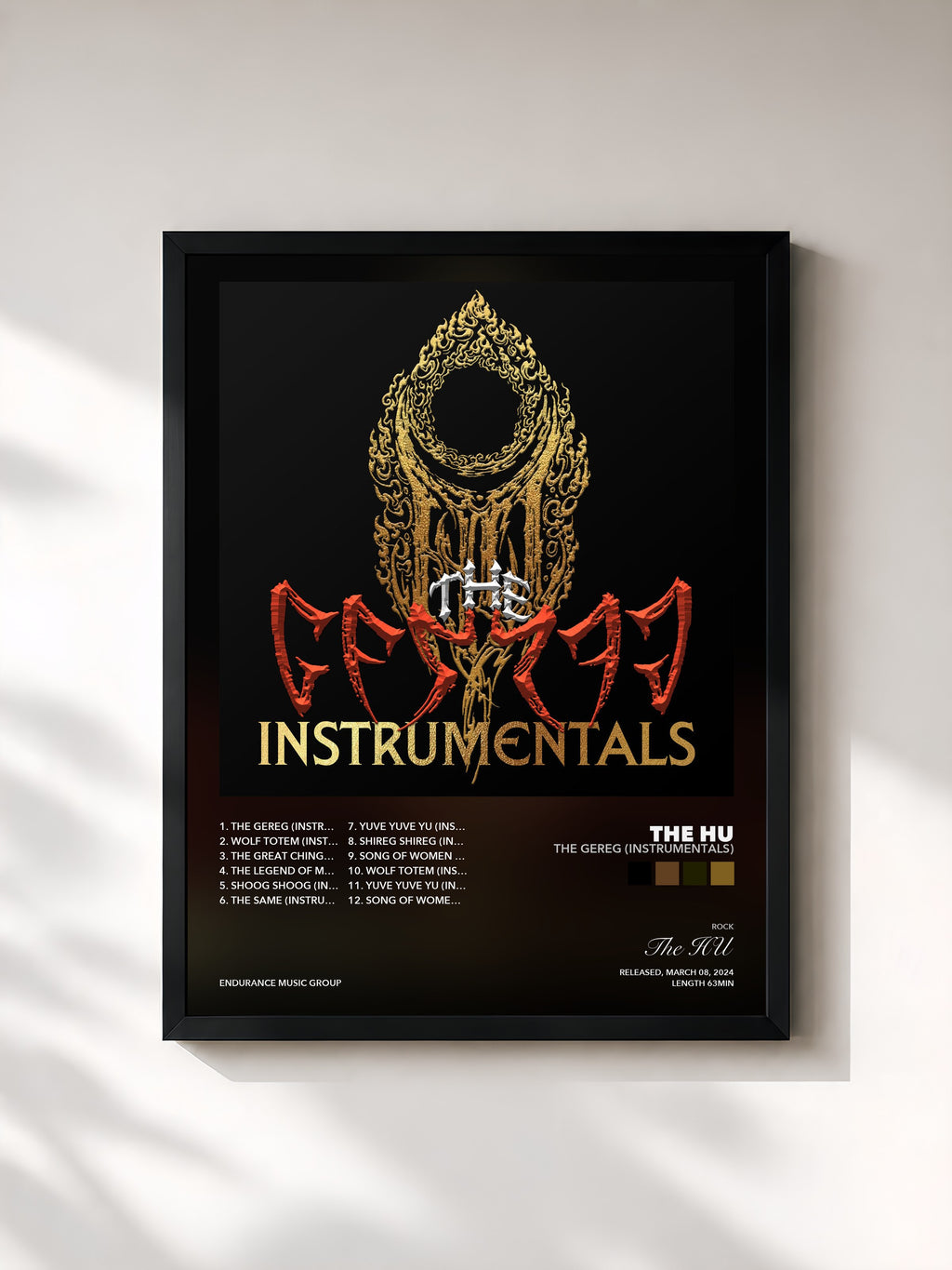 Tableau de l'album The Gereg (Instrumentals) de The HU, imprimé et encadré en France