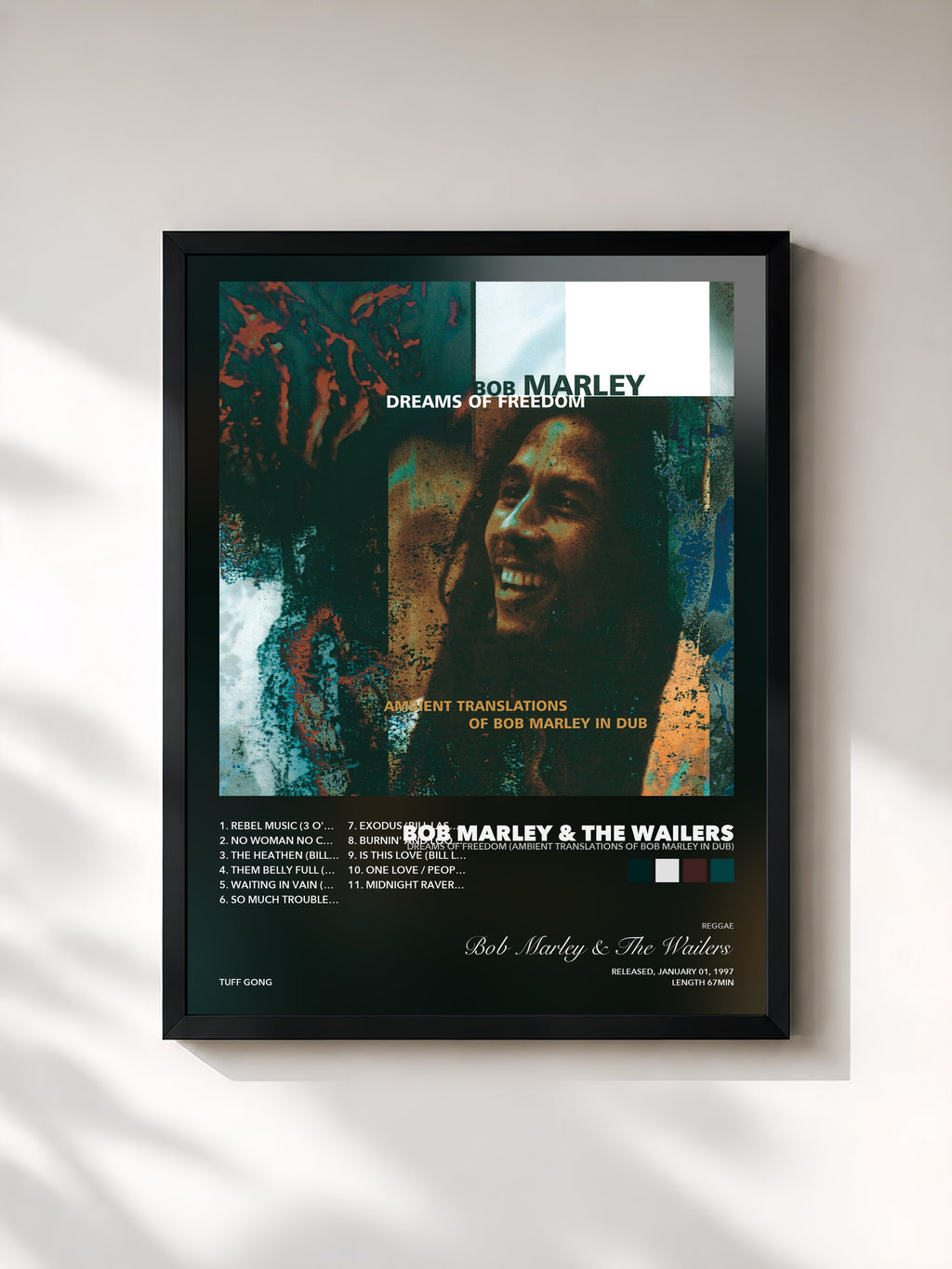 Tableau de l'album Dreams Of Freedom (Ambient Translations Of Bob Marley In Dub) de Bob Marley & The Wailers, imprimé et encadré en France
