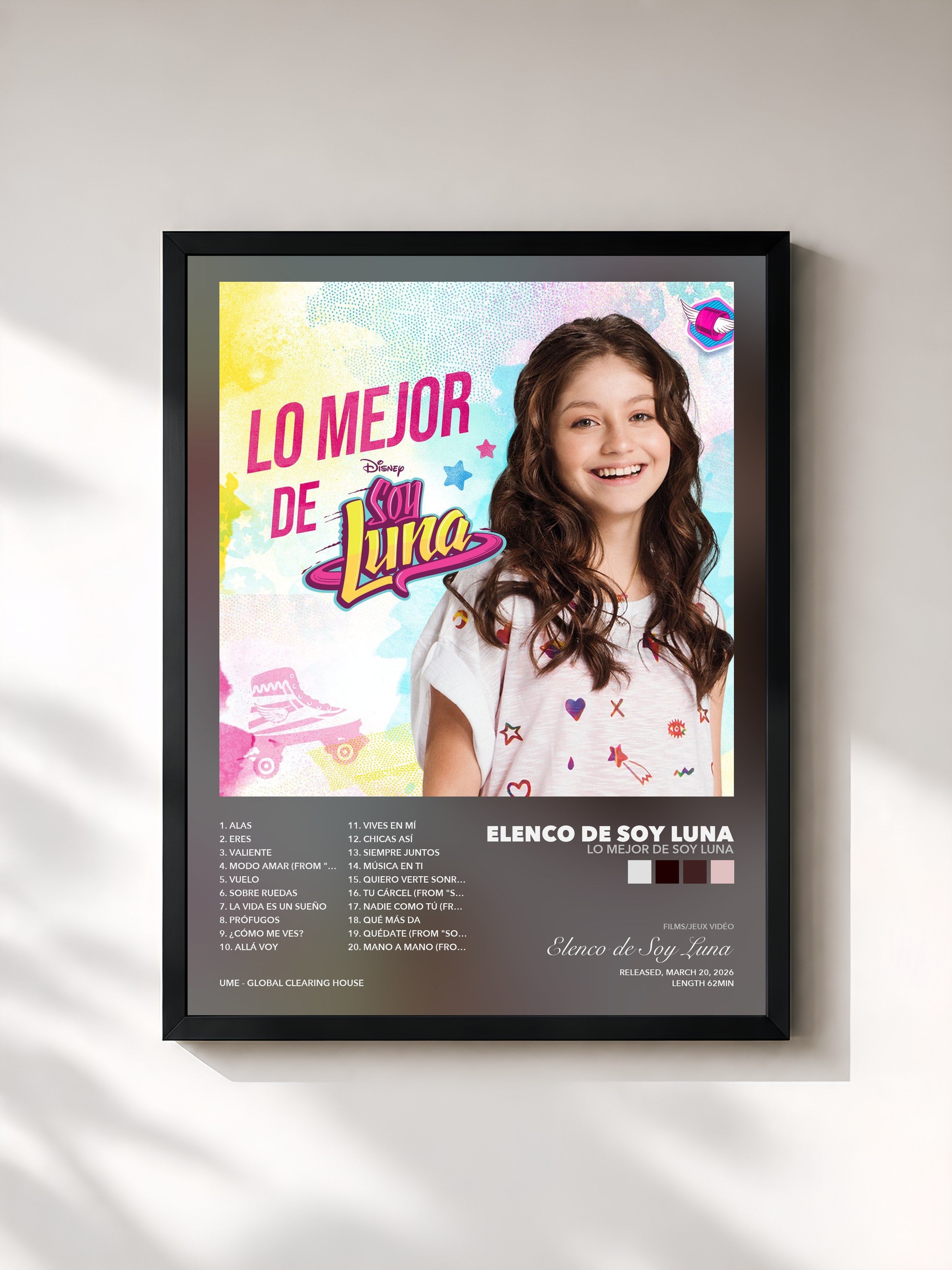 Tableau de l'album Lo mejor de Soy Luna de Elenco de Soy Luna, imprimé et encadré en France