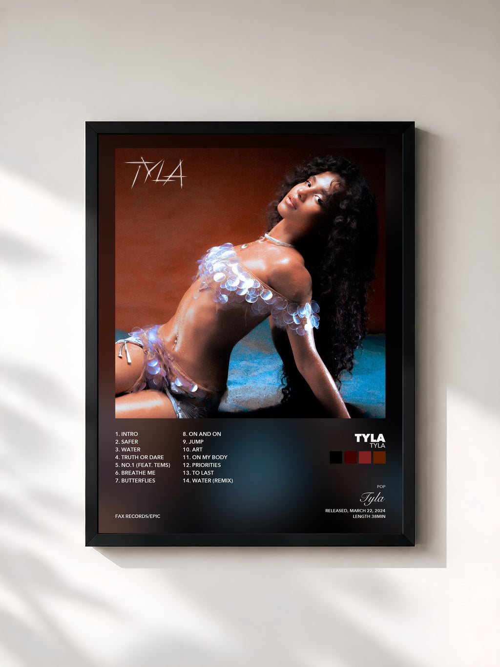 Tableau de l'album TYLA de Tyla, imprimé et encadré en France