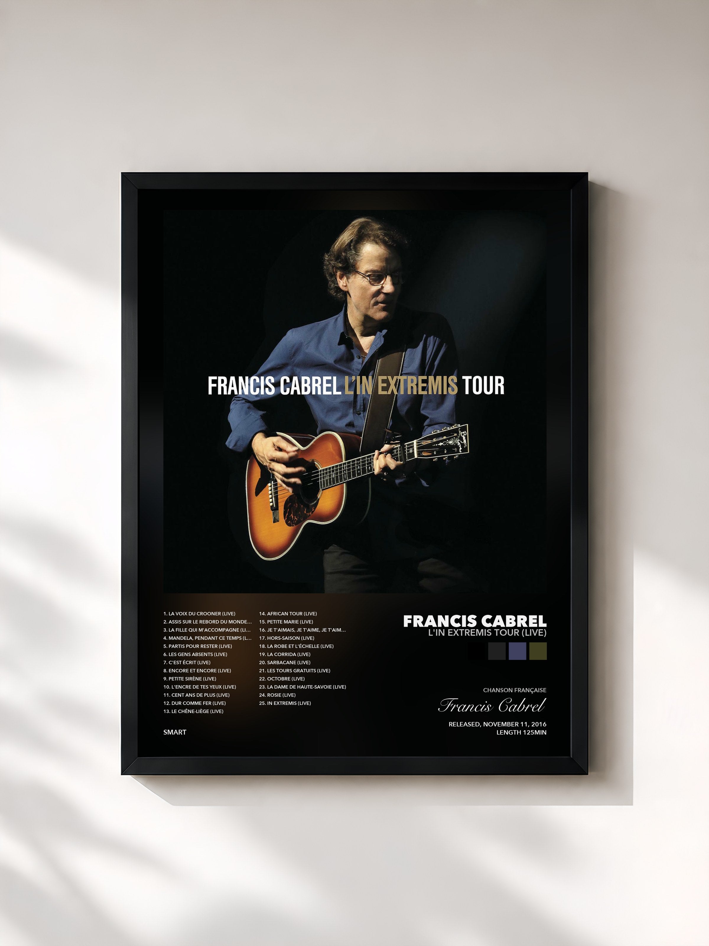 Tableau de l'album L'In Extremis Tour (Live) de Francis Cabrel, imprimé et encadré en France