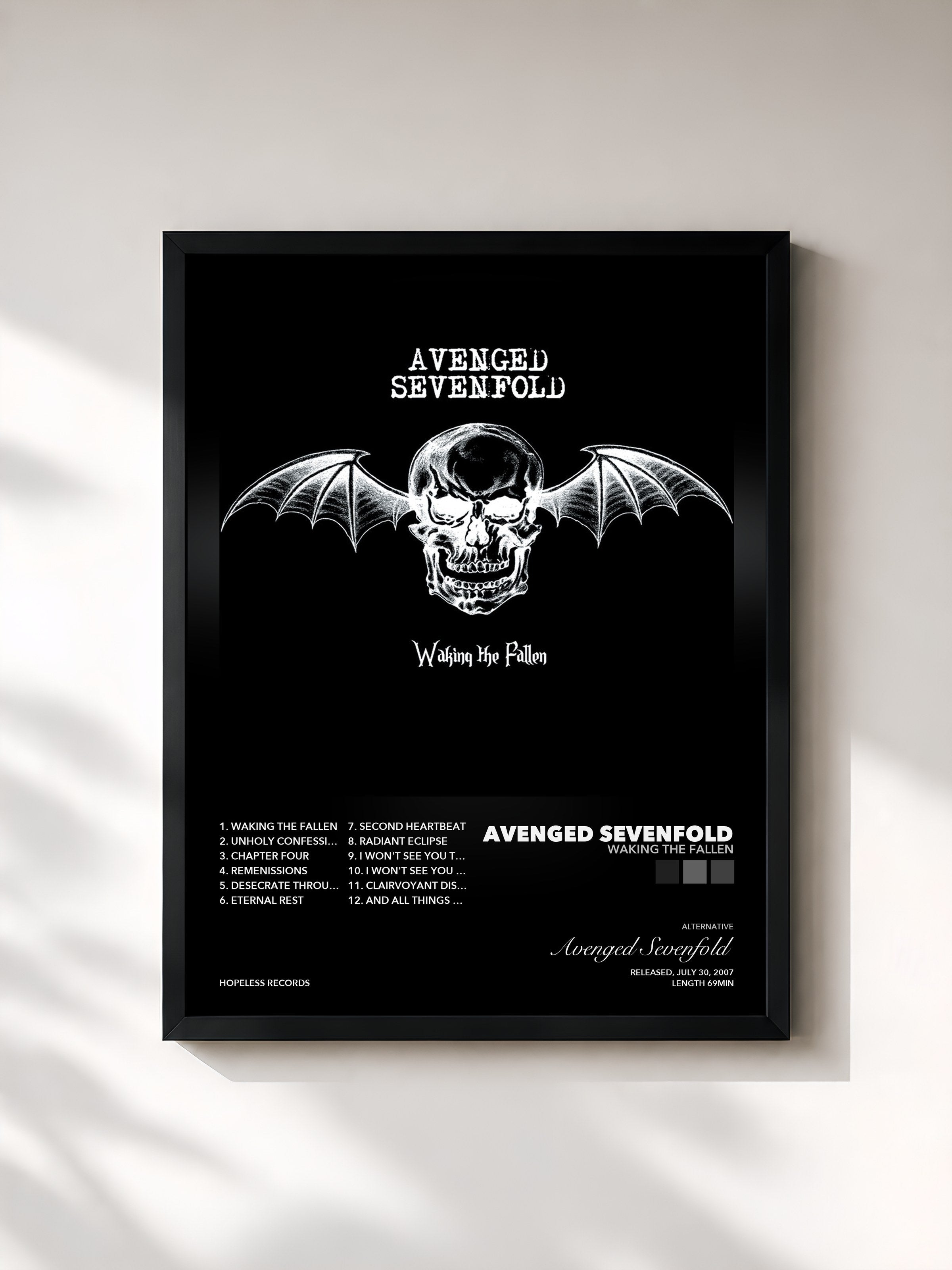 Tableau de l'album Waking The Fallen de Avenged Sevenfold, imprimé et encadré en France