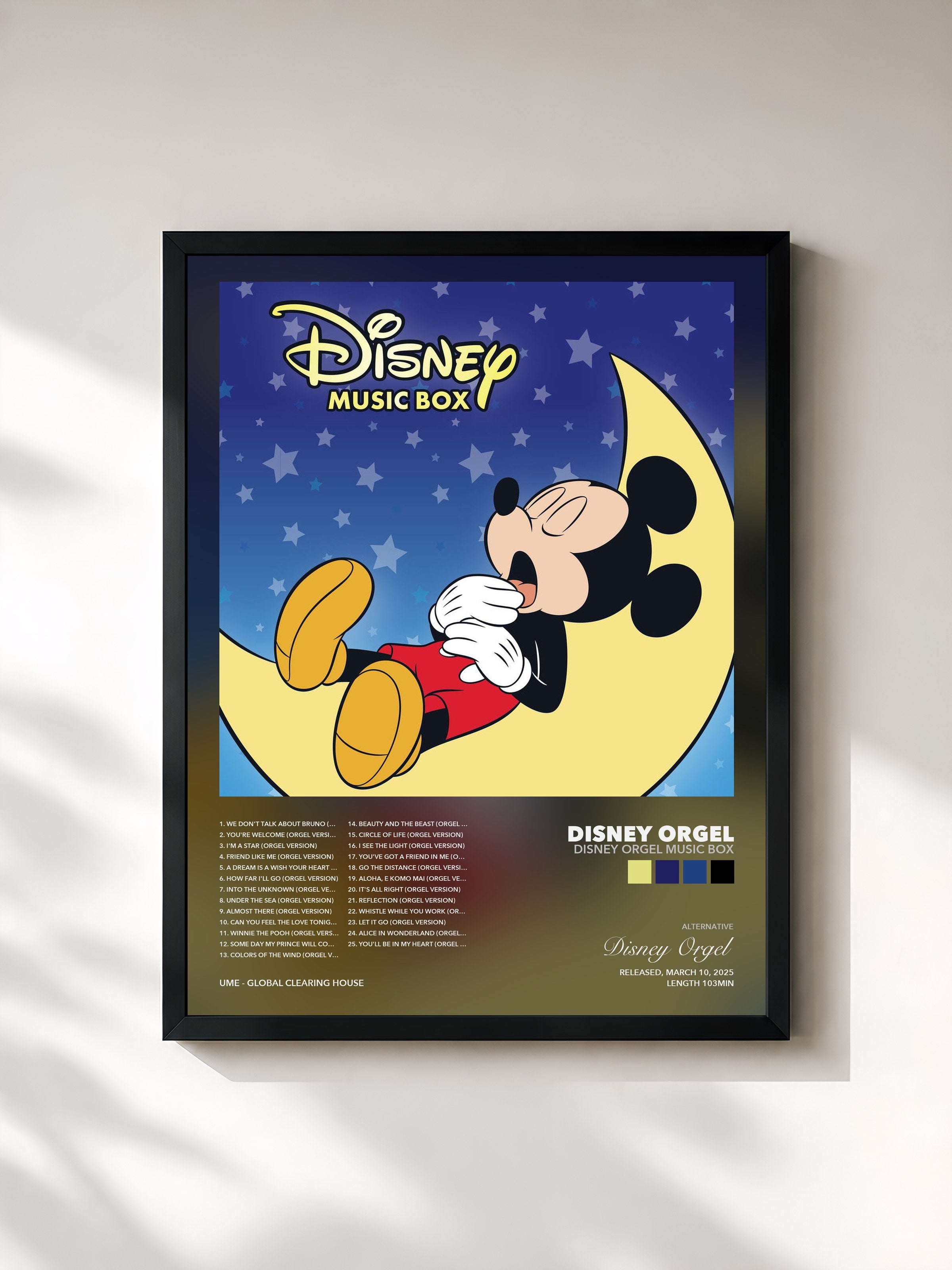 Tableau de l'album Disney Orgel Music Box de Disney Orgel, imprimé et encadré en France