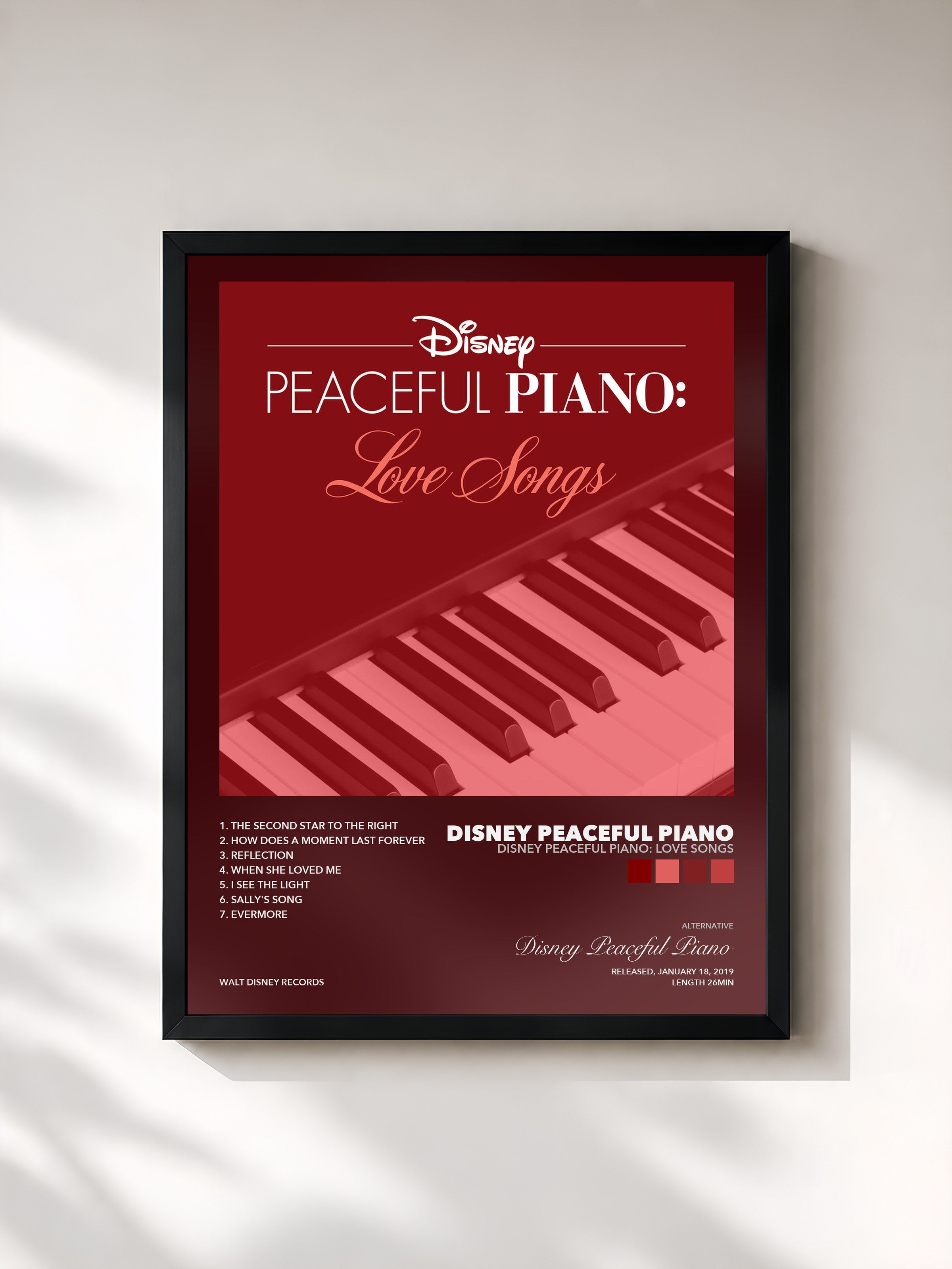 Tableau de l'album Disney Peaceful Piano: Love Songs de Disney Peaceful Piano, imprimé et encadré en France