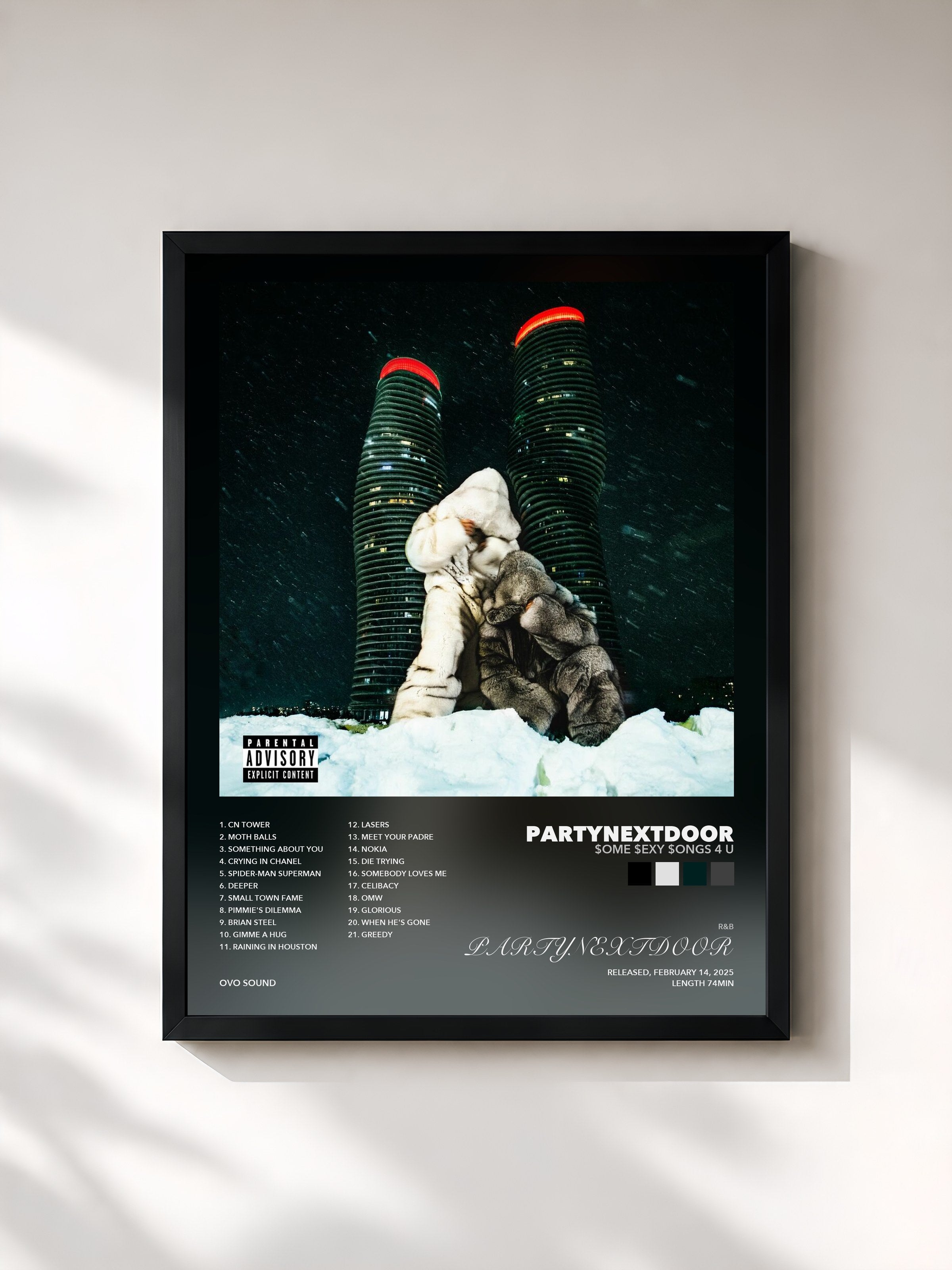 Tableau de l'album $ome $exy $ongs 4 U de PARTYNEXTDOOR, imprimé et encadré en France