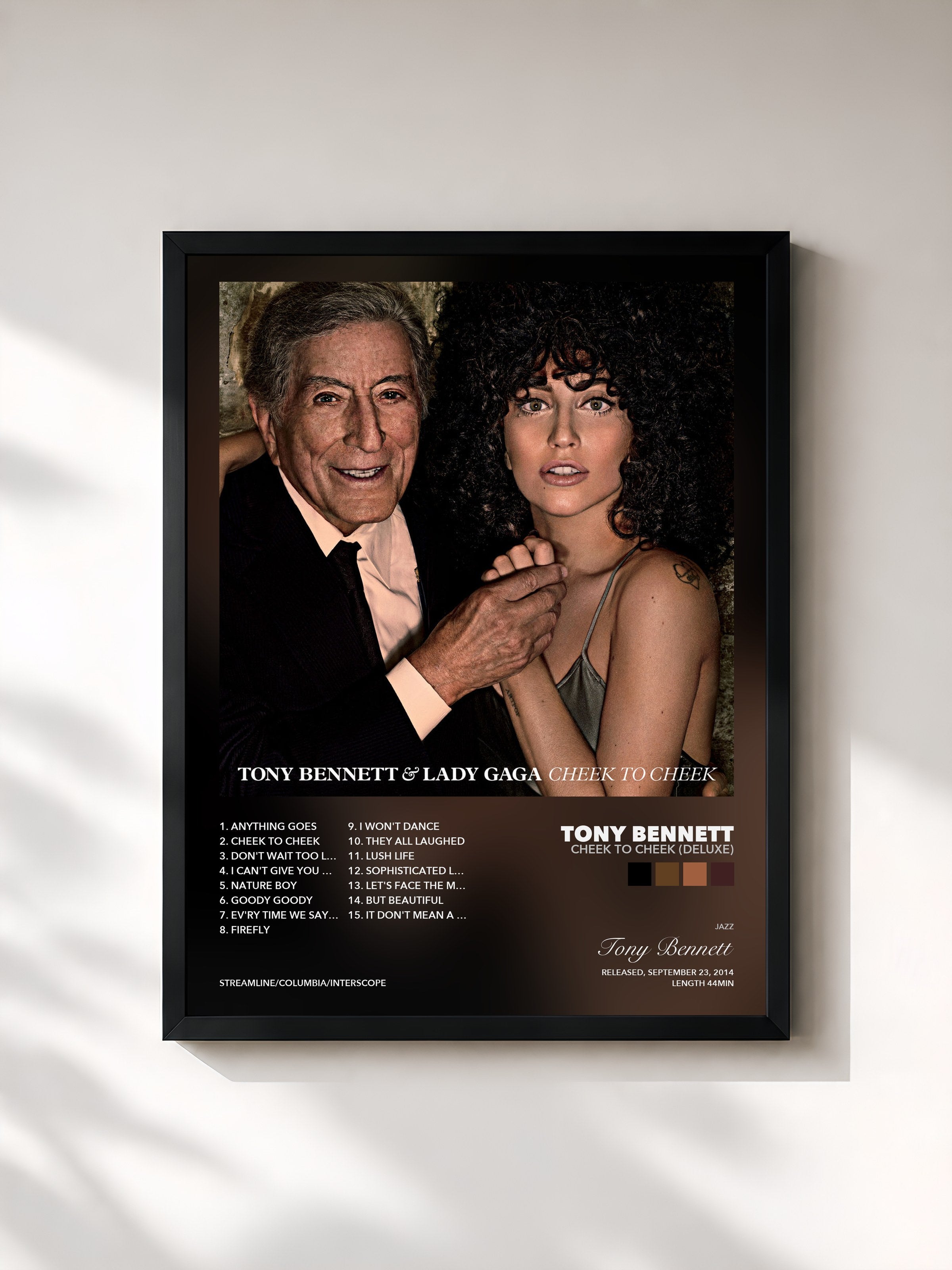 Tableau de l'album Cheek To Cheek (Deluxe) de Tony Bennett, imprimé et encadré en France