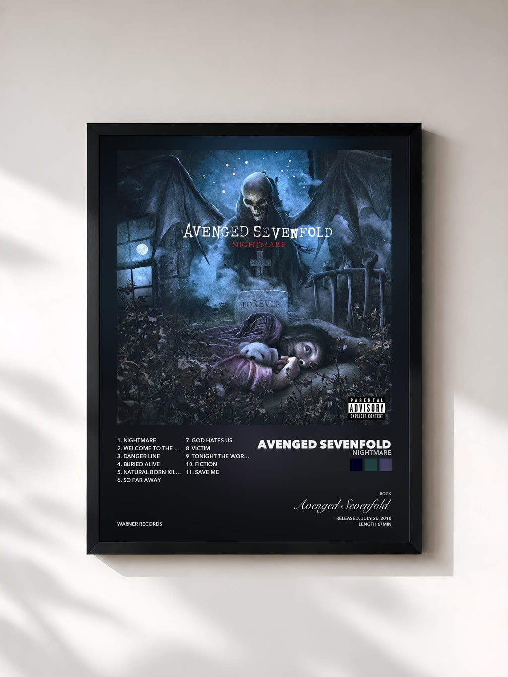 Tableau de l'album Nightmare de Avenged Sevenfold, imprimé et encadré en France