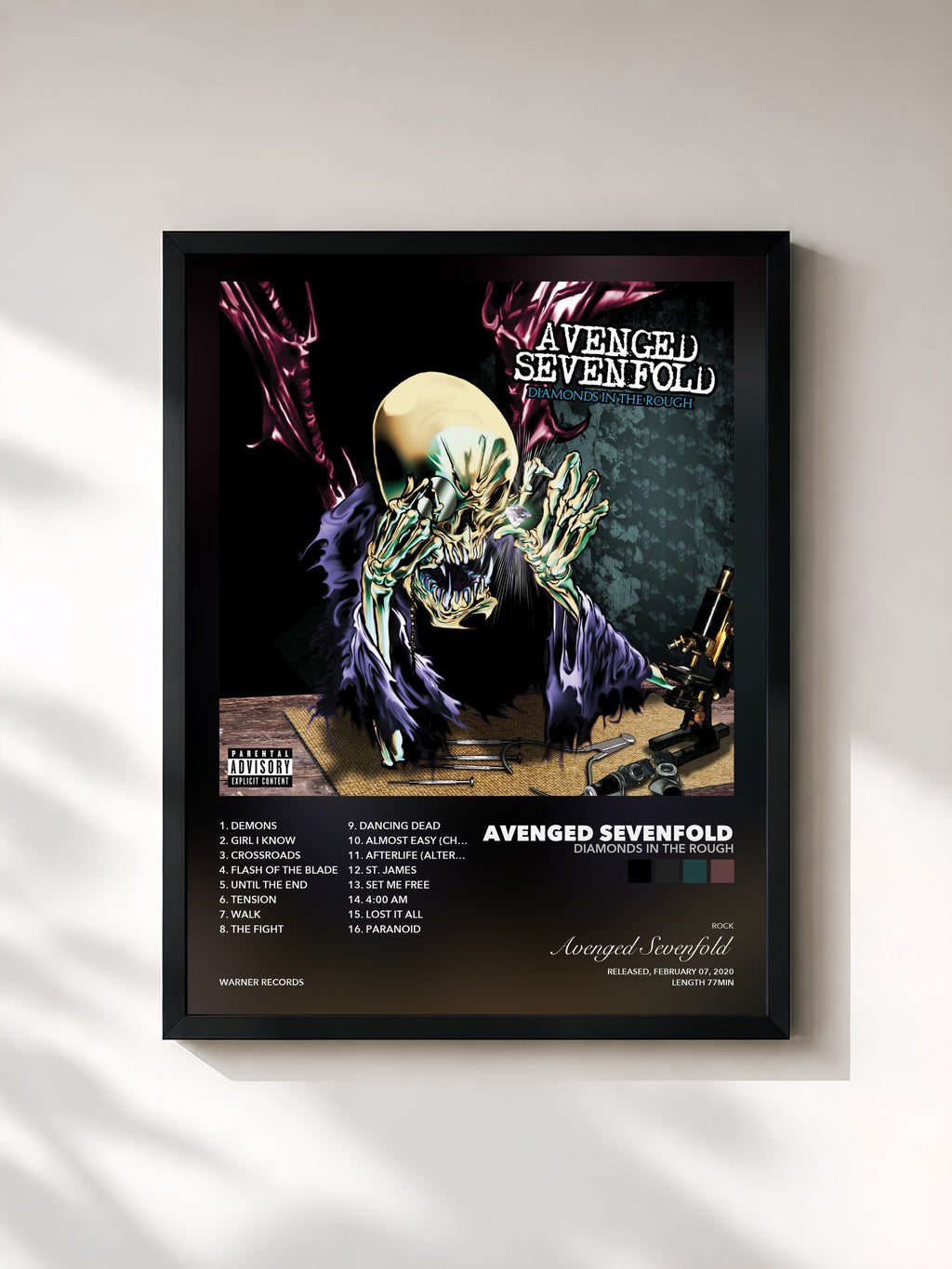 Tableau de l'album Diamonds in the Rough de Avenged Sevenfold, imprimé et encadré en France