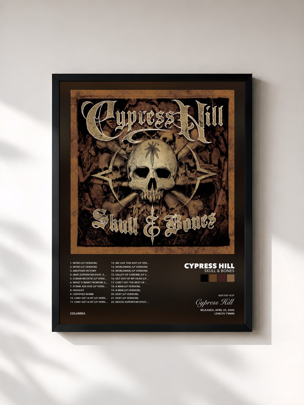 Tableau de l'album Skull & Bones de Cypress Hill, imprimé et encadré en France