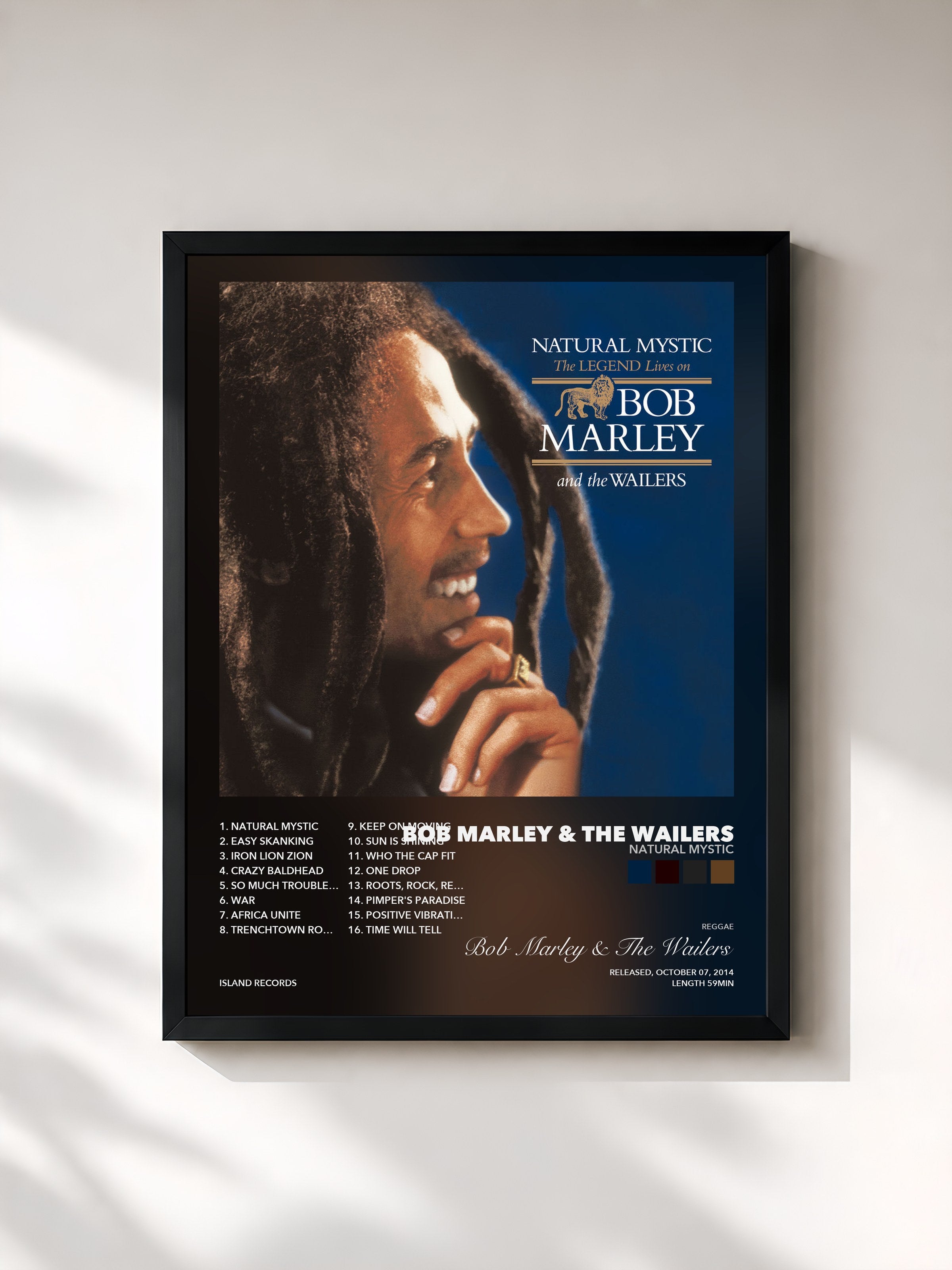 Tableau de l'album Natural Mystic de Bob Marley & The Wailers, imprimé et encadré en France