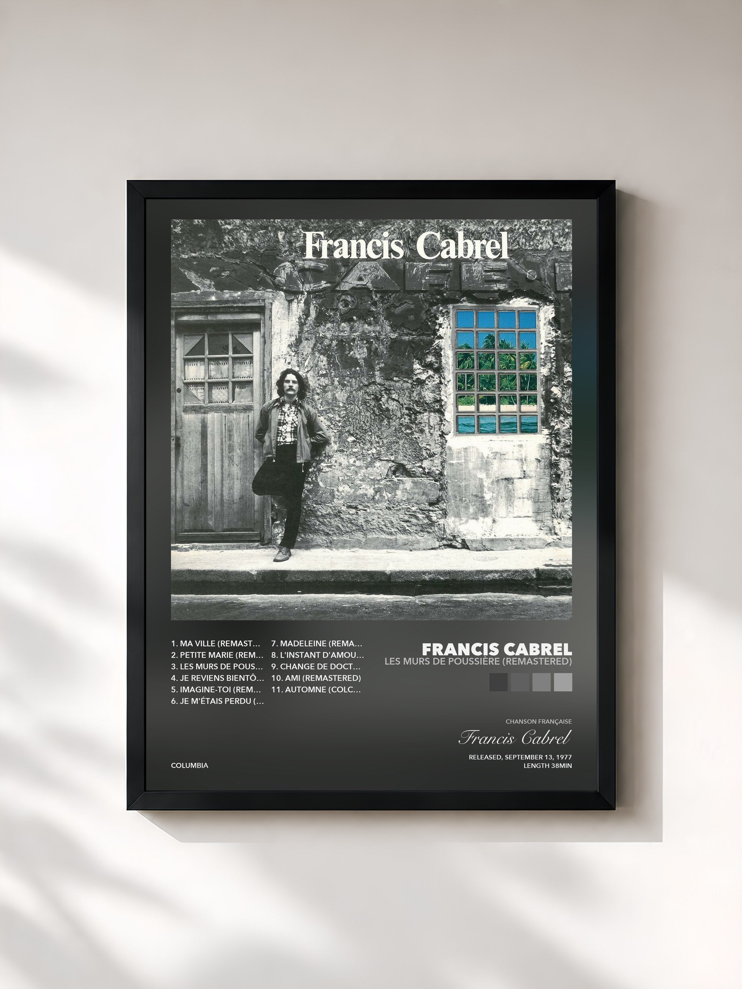 Tableau de l'album Les murs de poussière (Remastered) de Francis Cabrel, imprimé et encadré en France