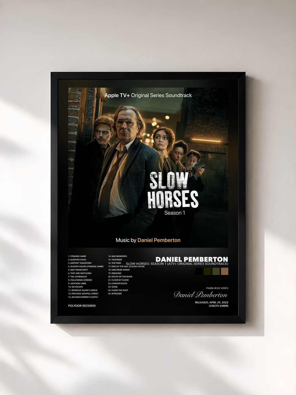 Tableau de l'album Slow Horses: Season 1 (ATV+ Original Series Soundtrack) de Daniel Pemberton, imprimé et encadré en France
