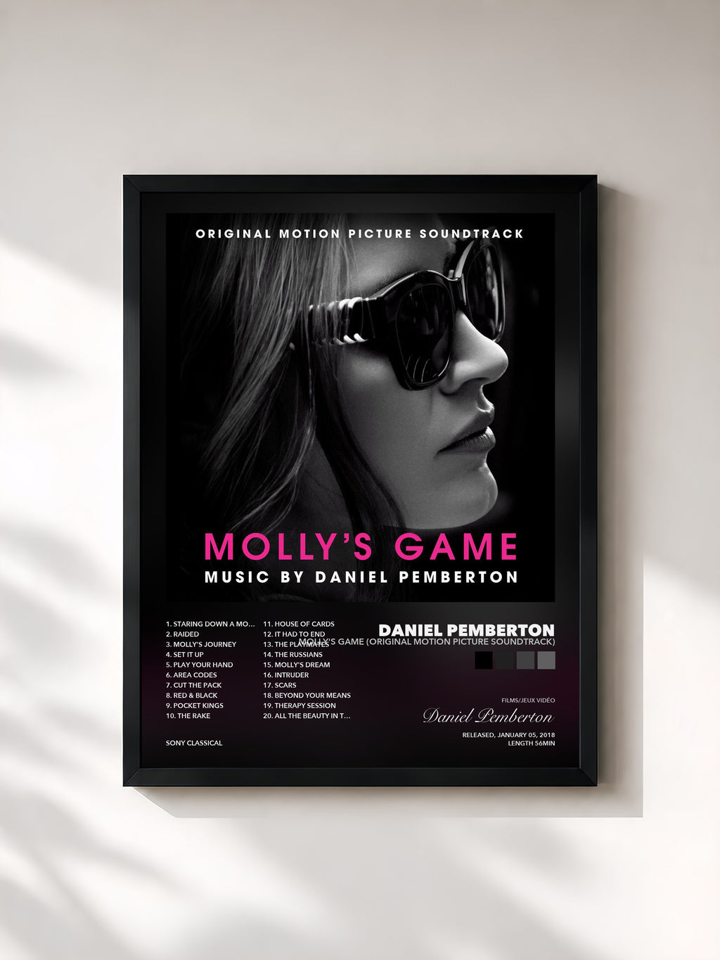 Tableau de l'album Molly's Game (Original Motion Picture Soundtrack) de Daniel Pemberton, imprimé et encadré en France