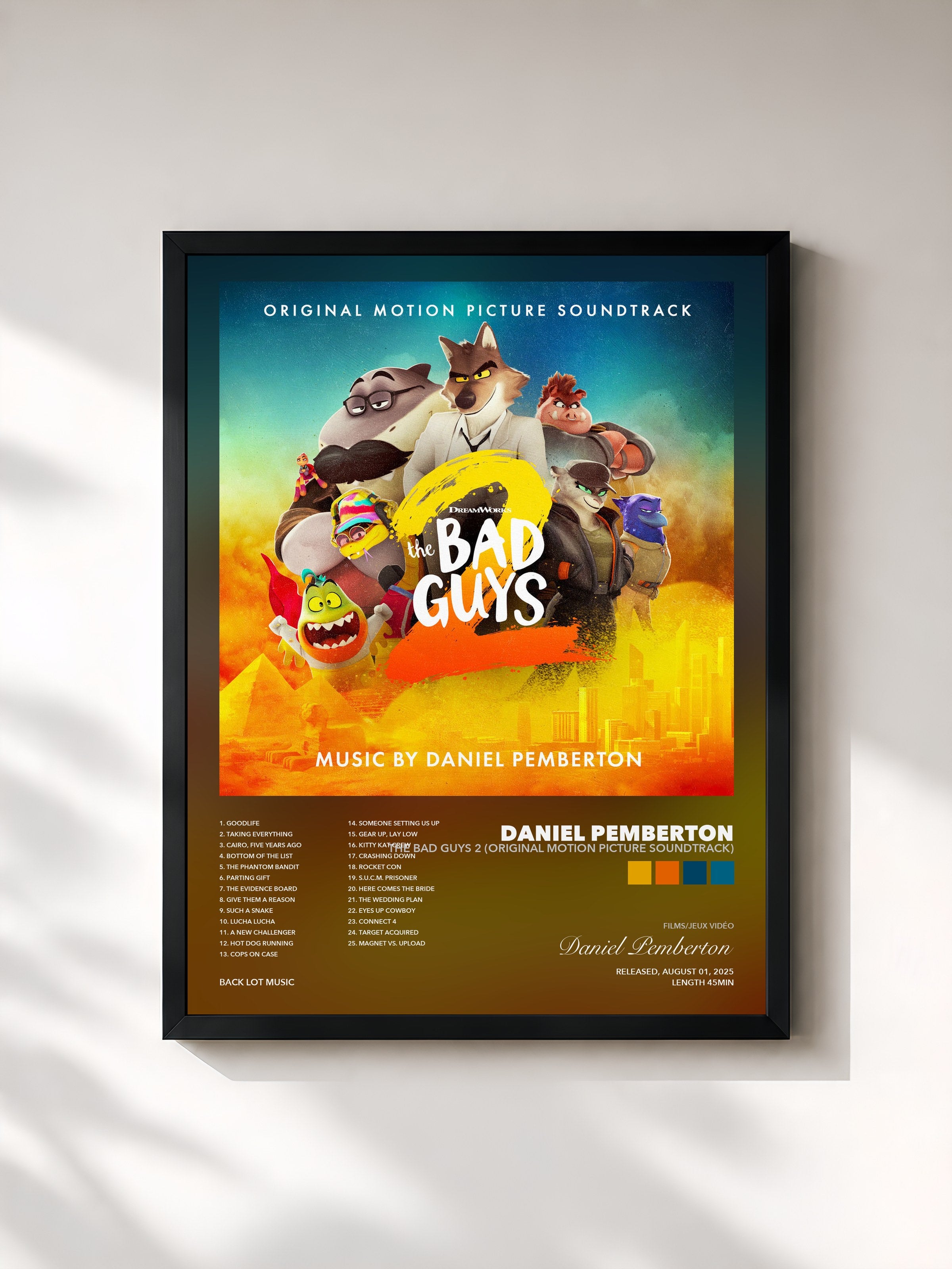 Tableau de l'album The Bad Guys 2 (Original Motion Picture Soundtrack) de Daniel Pemberton, imprimé et encadré en France