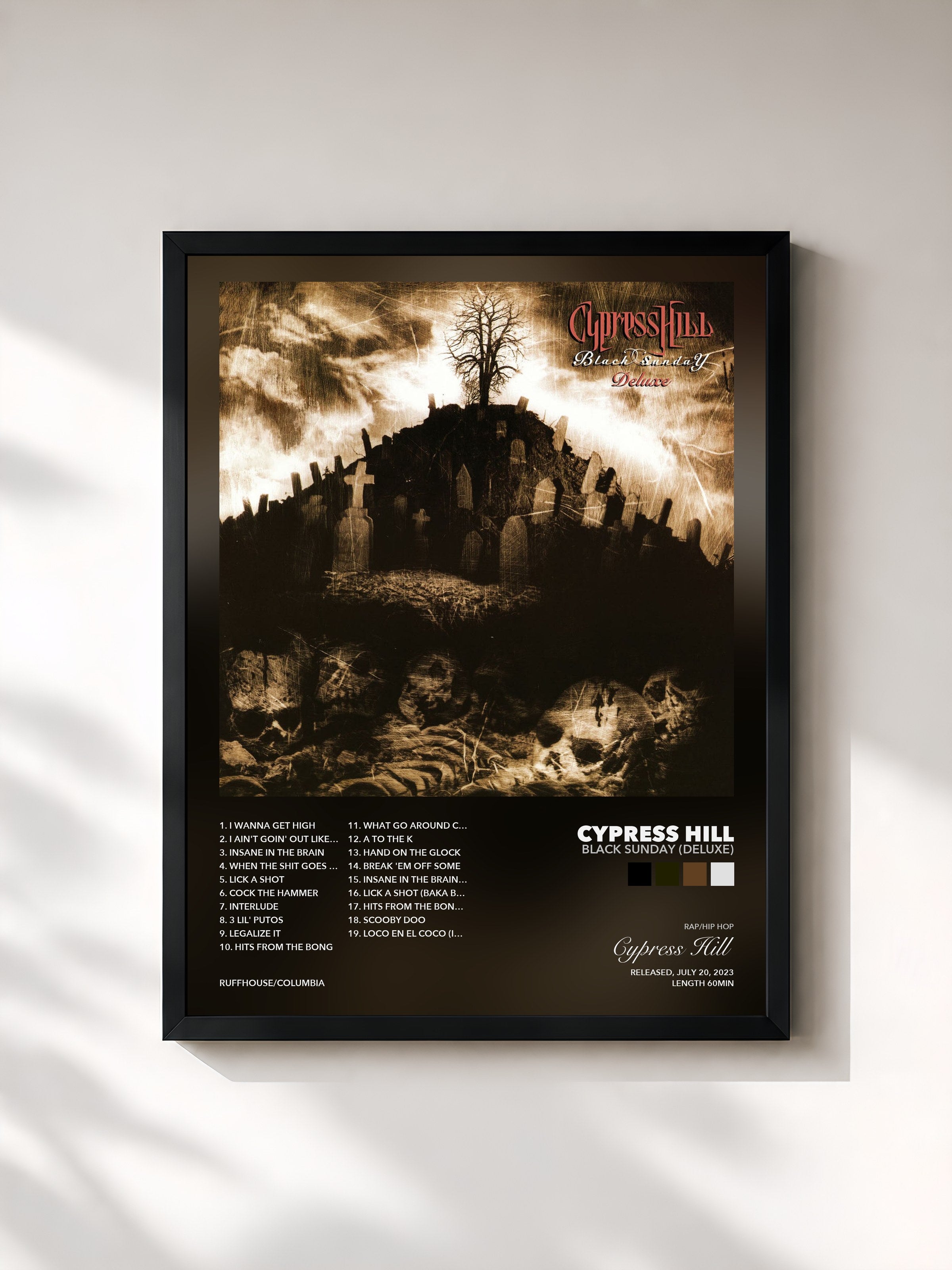 Tableau de l'album Black Sunday (Deluxe) de Cypress Hill, imprimé et encadré en France