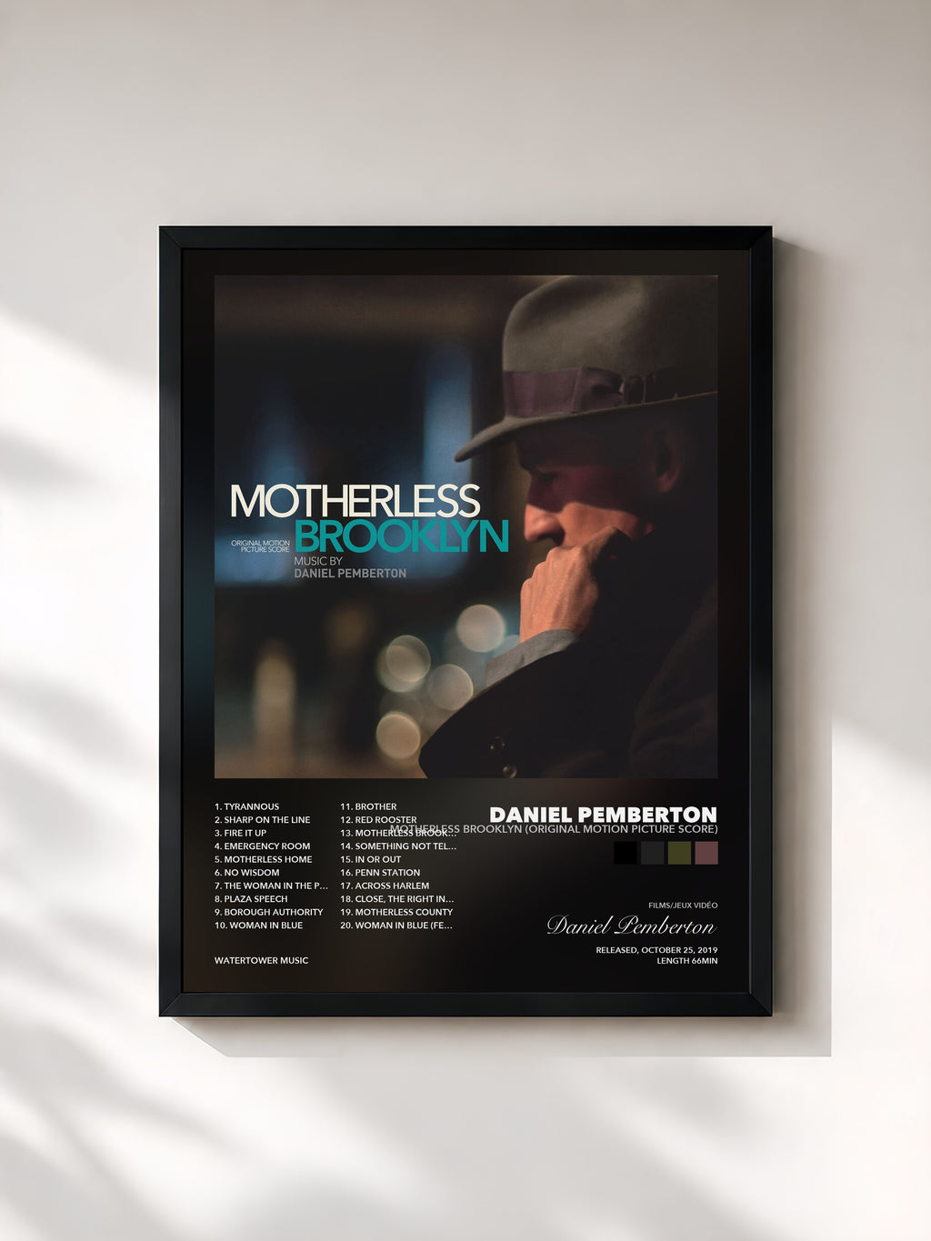 Tableau de l'album Motherless Brooklyn (Original Motion Picture Score) de Daniel Pemberton, imprimé et encadré en France