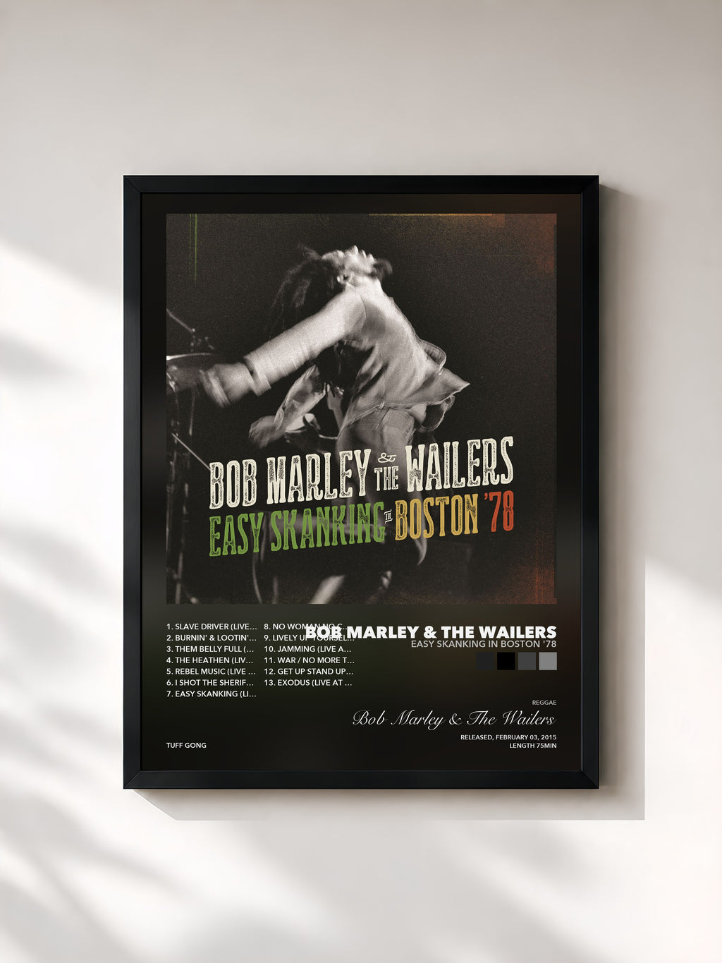 Tableau de l'album Easy Skanking In Boston '78 de Bob Marley & The Wailers, imprimé et encadré en France