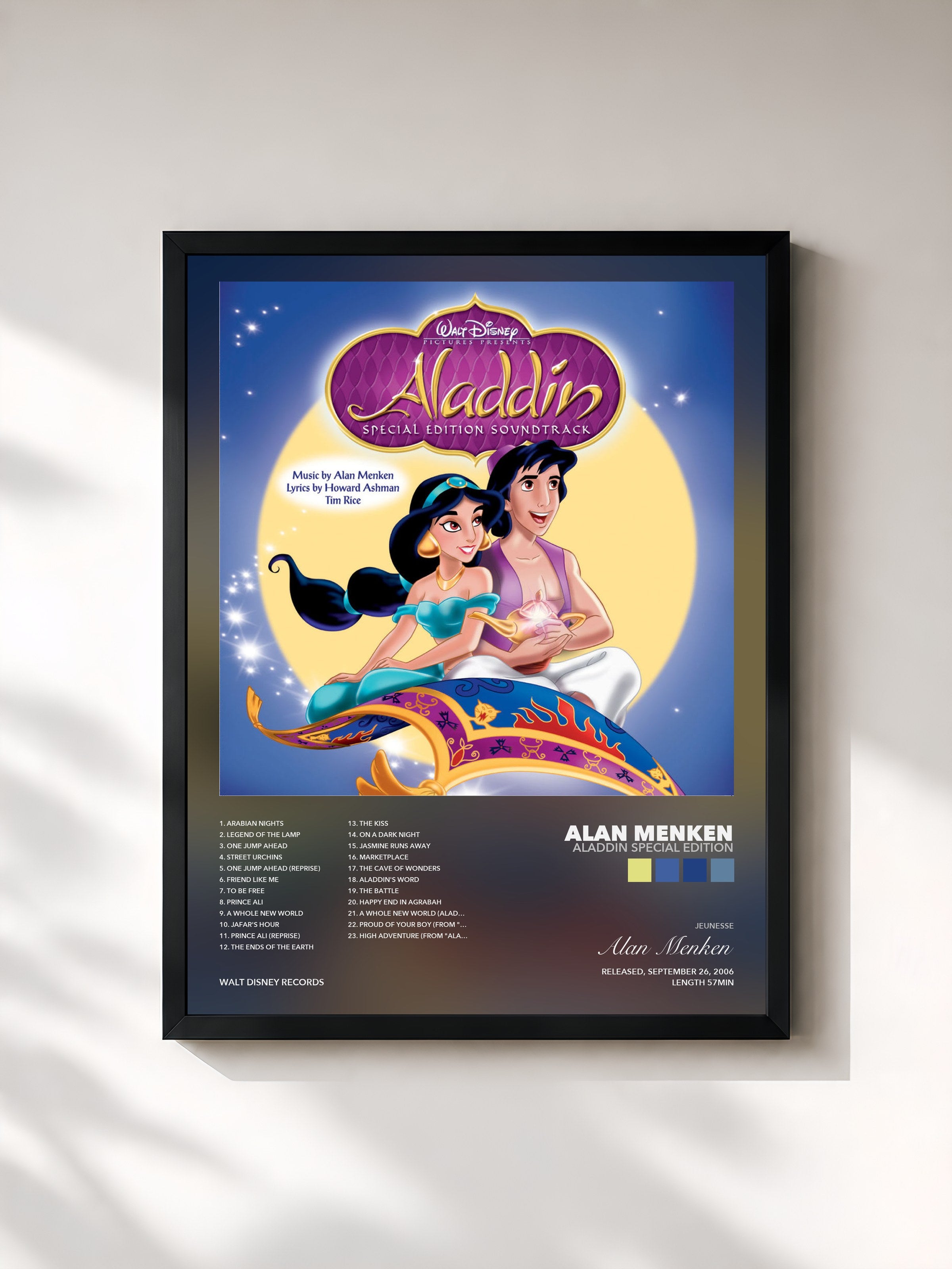 Tableau de l'album Aladdin Special Edition de Alan Menken, imprimé et encadré en France