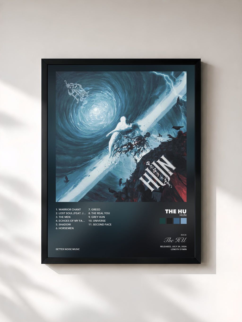 Tableau de l'album HUN de The HU, imprimé et encadré en France