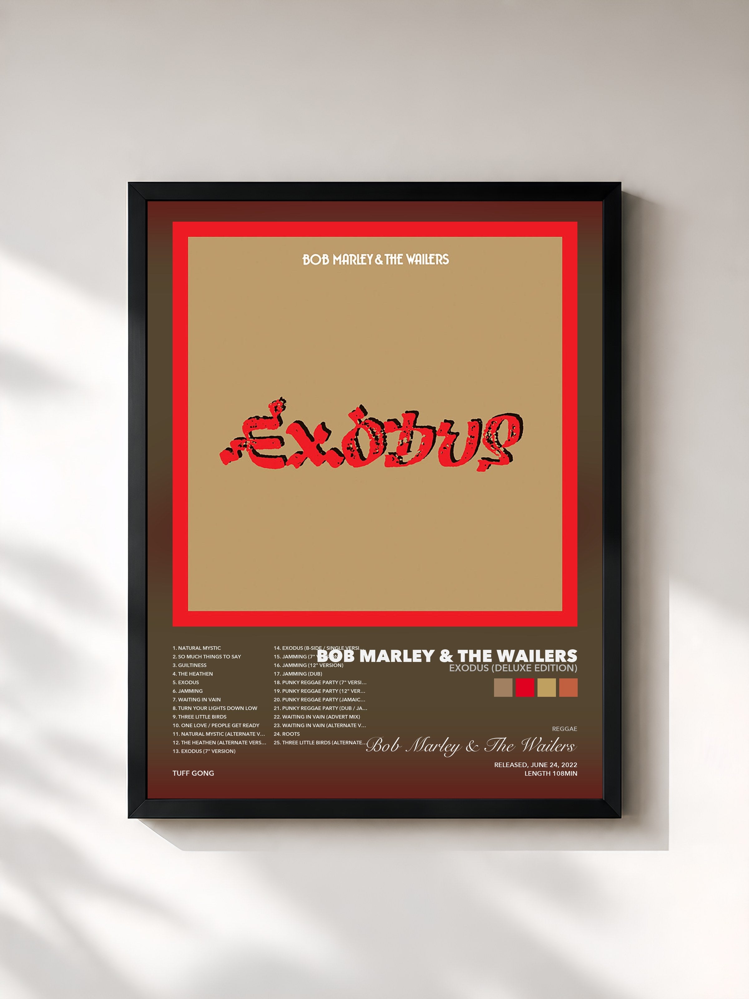 Tableau de l'album Exodus (Deluxe Edition) de Bob Marley & The Wailers, imprimé et encadré en France